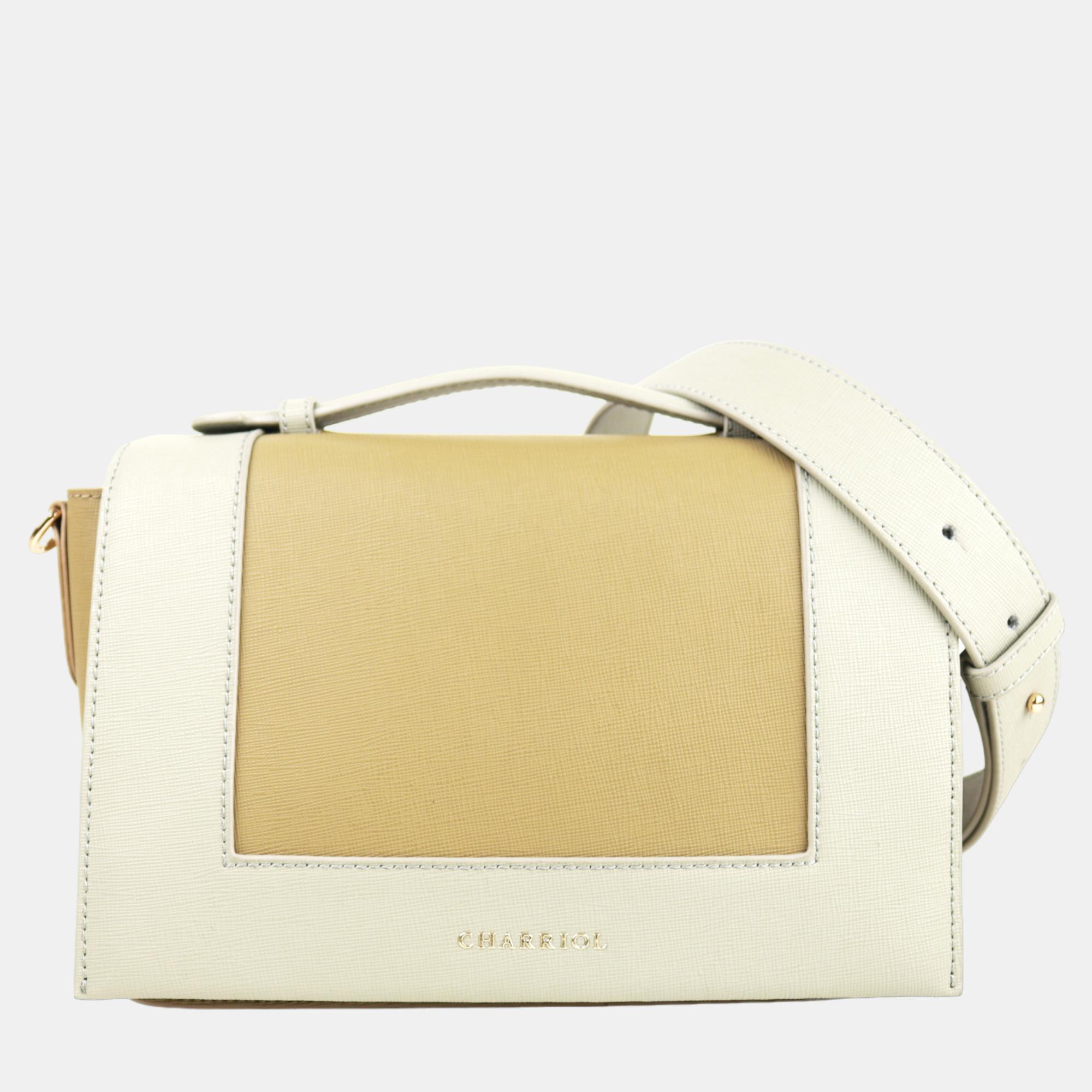 Pre-owned Charriol Almond Leather Marina Crossbody In Beige