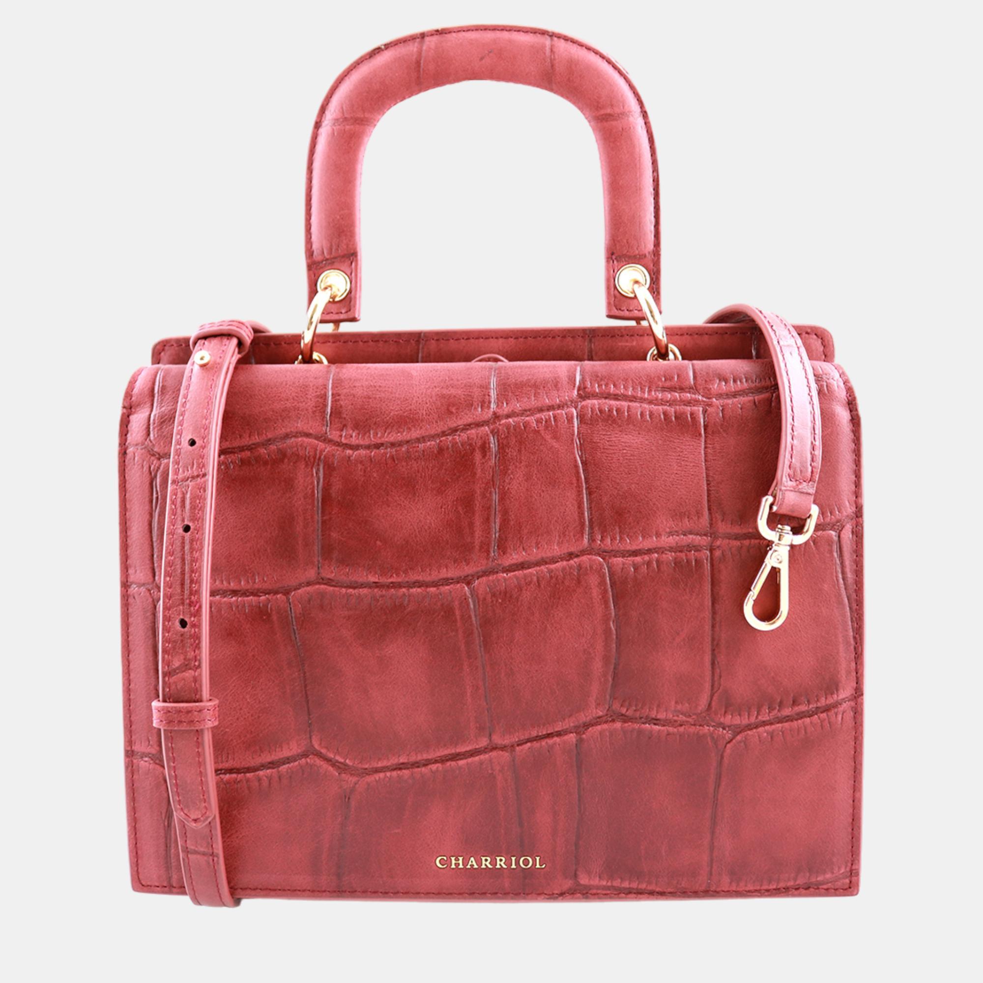 Pre-owned Charriol Bordeaux Leather Passion Handbag In Burgundy