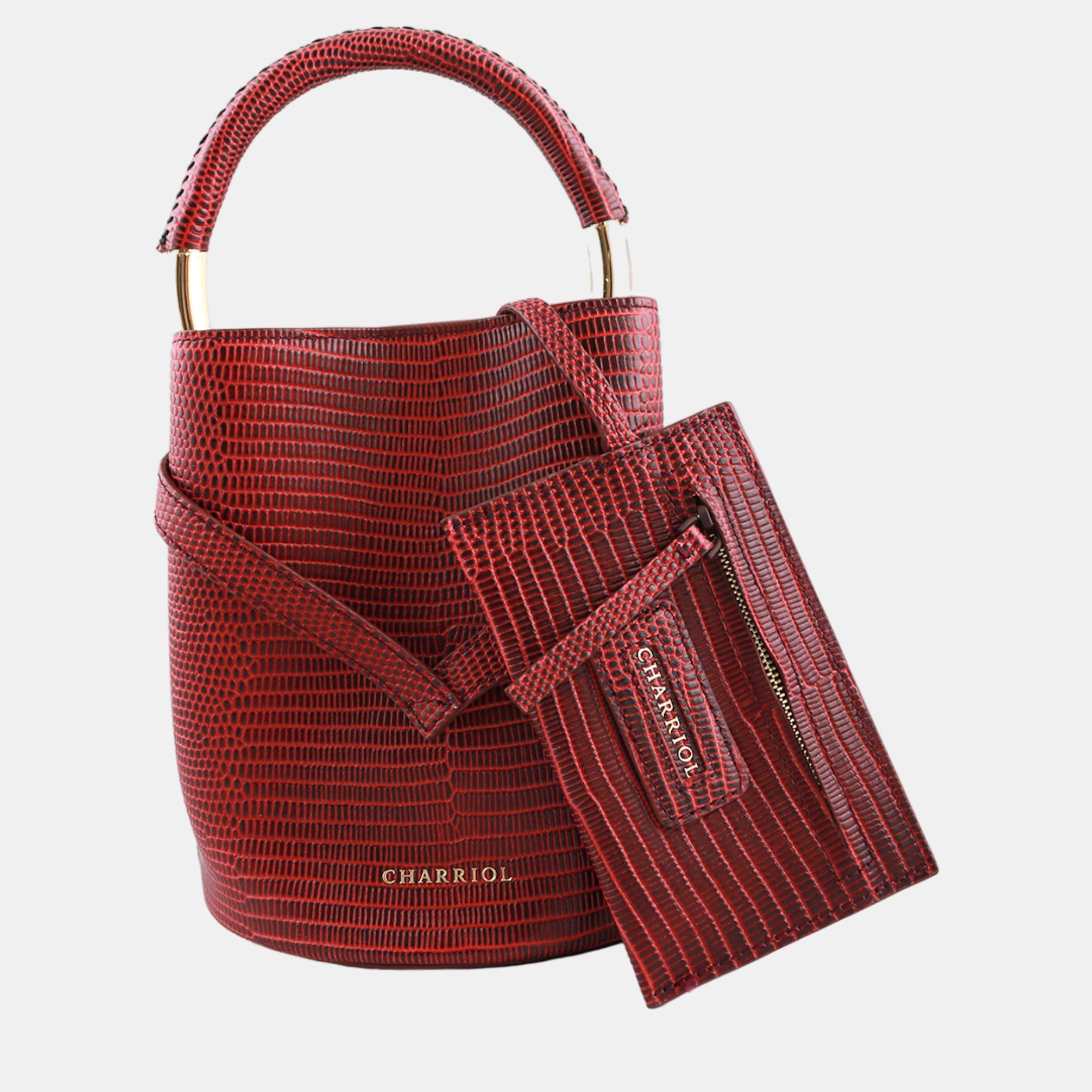 Pre-owned Charriol Bordeaux Leather Zenitude Handbag In Burgundy