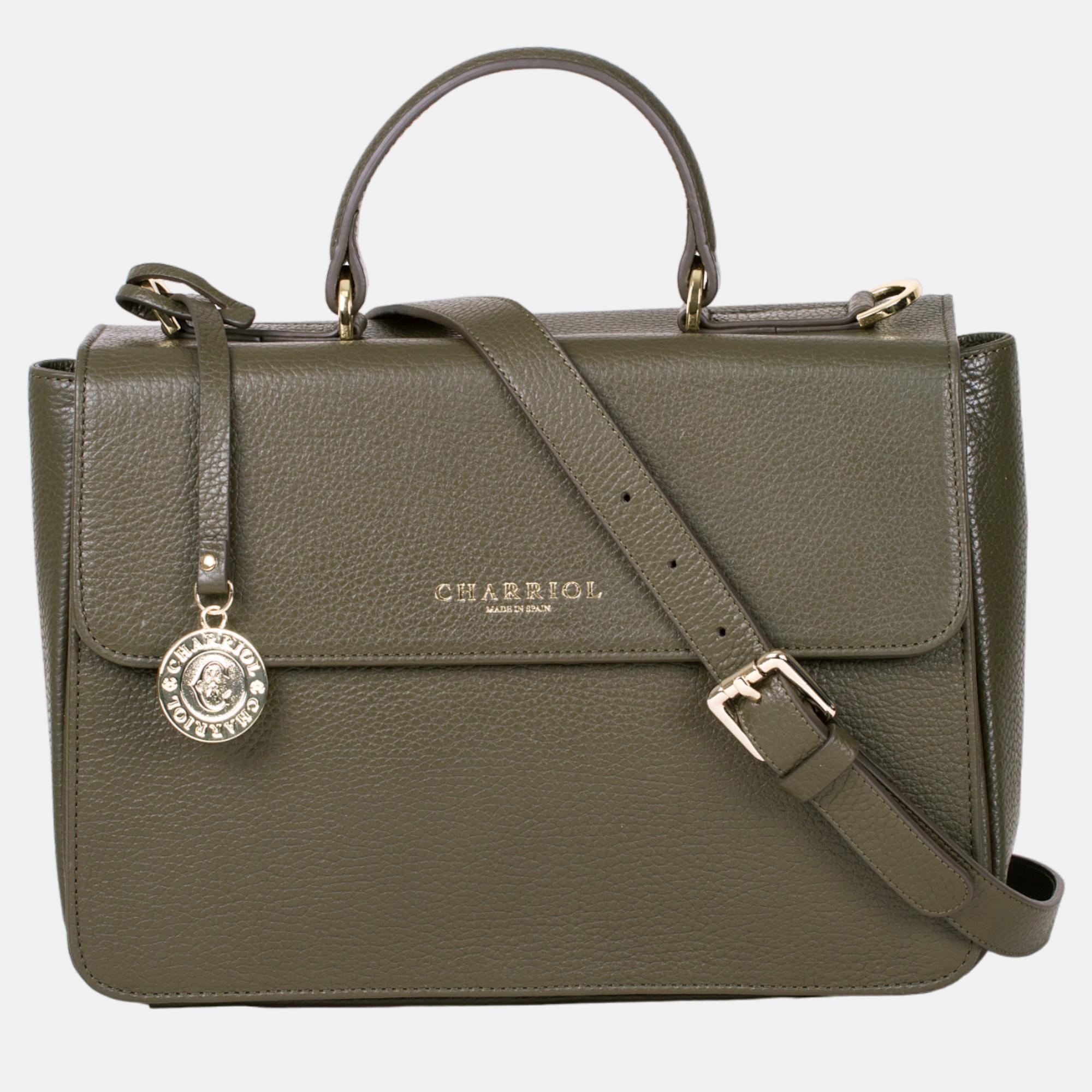 Pre-owned Charriol Leather Handbag In Green