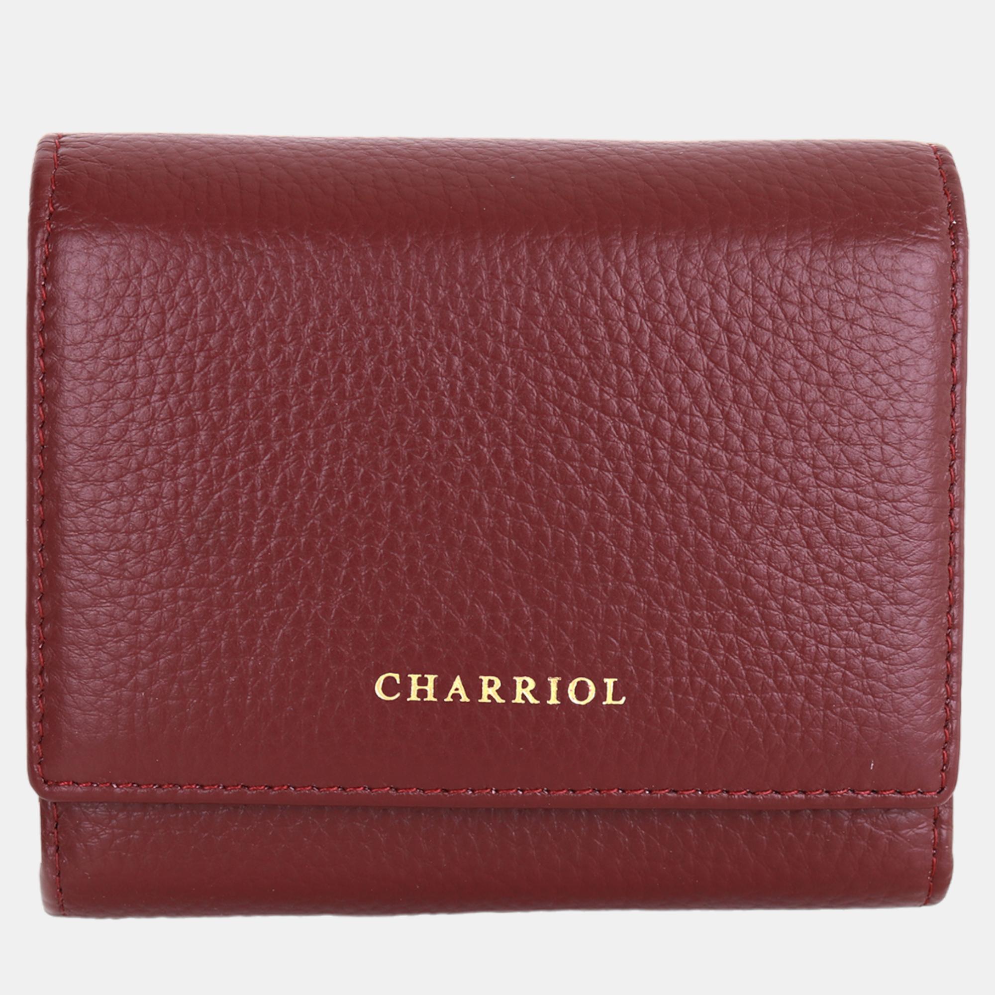 Pre-owned Charriol Bordeaux Leather Wallet In Burgundy