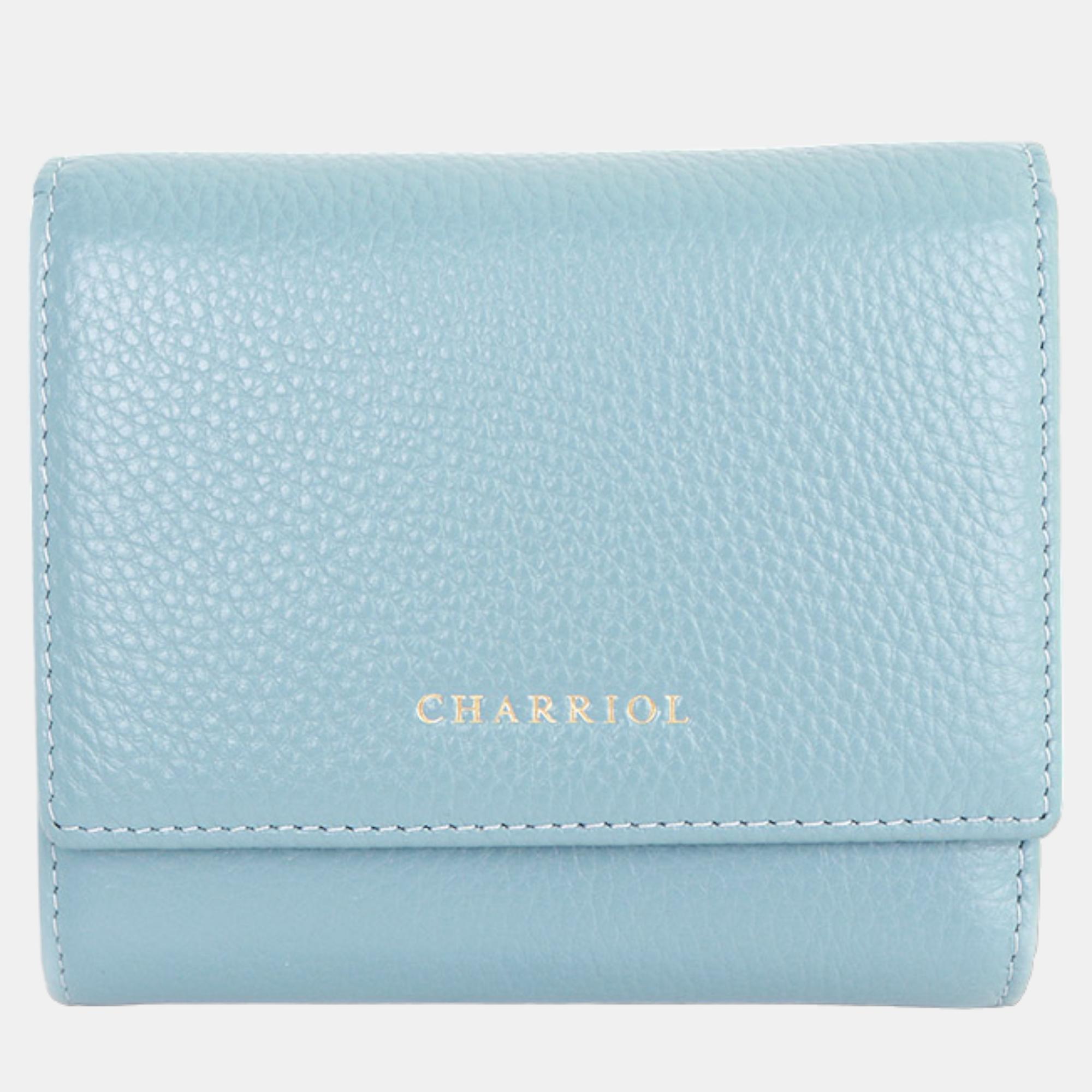 Pre Owned Charriol Light Blue Leather  Wallet