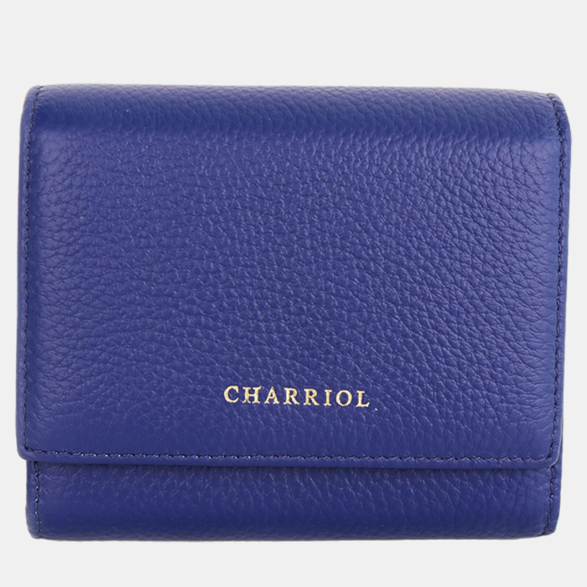 Pre-owned Charriol Navy Blue Leather Wallet