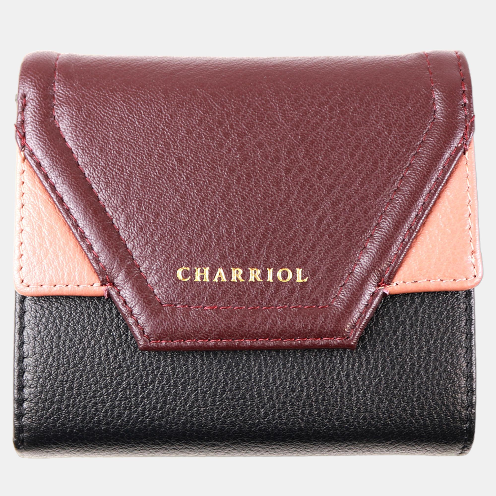 Pre-owned Charriol Black/dark Pink Leather Forever Wallet
