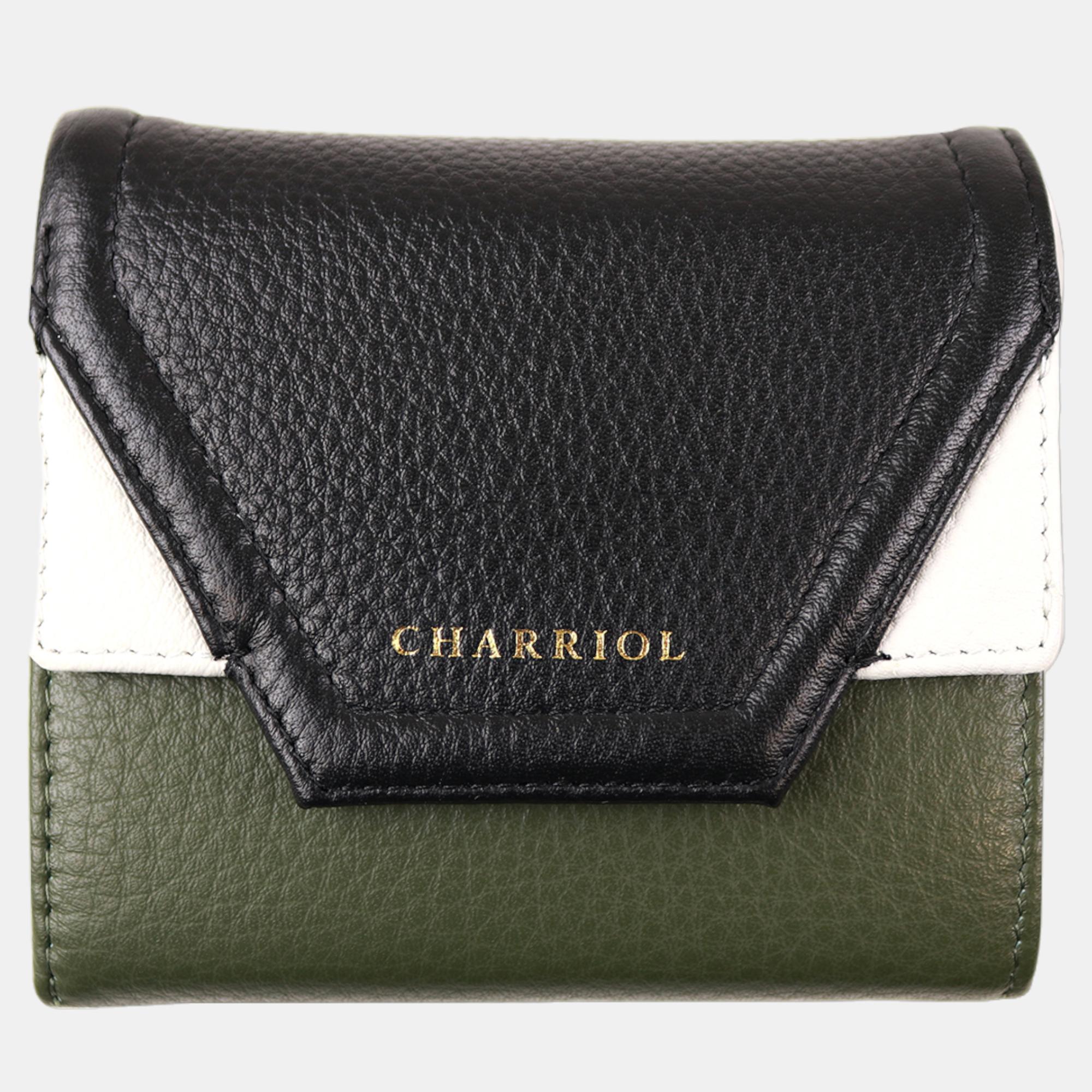 Pre-owned Charriol Green/cream Leather Forever Wallet