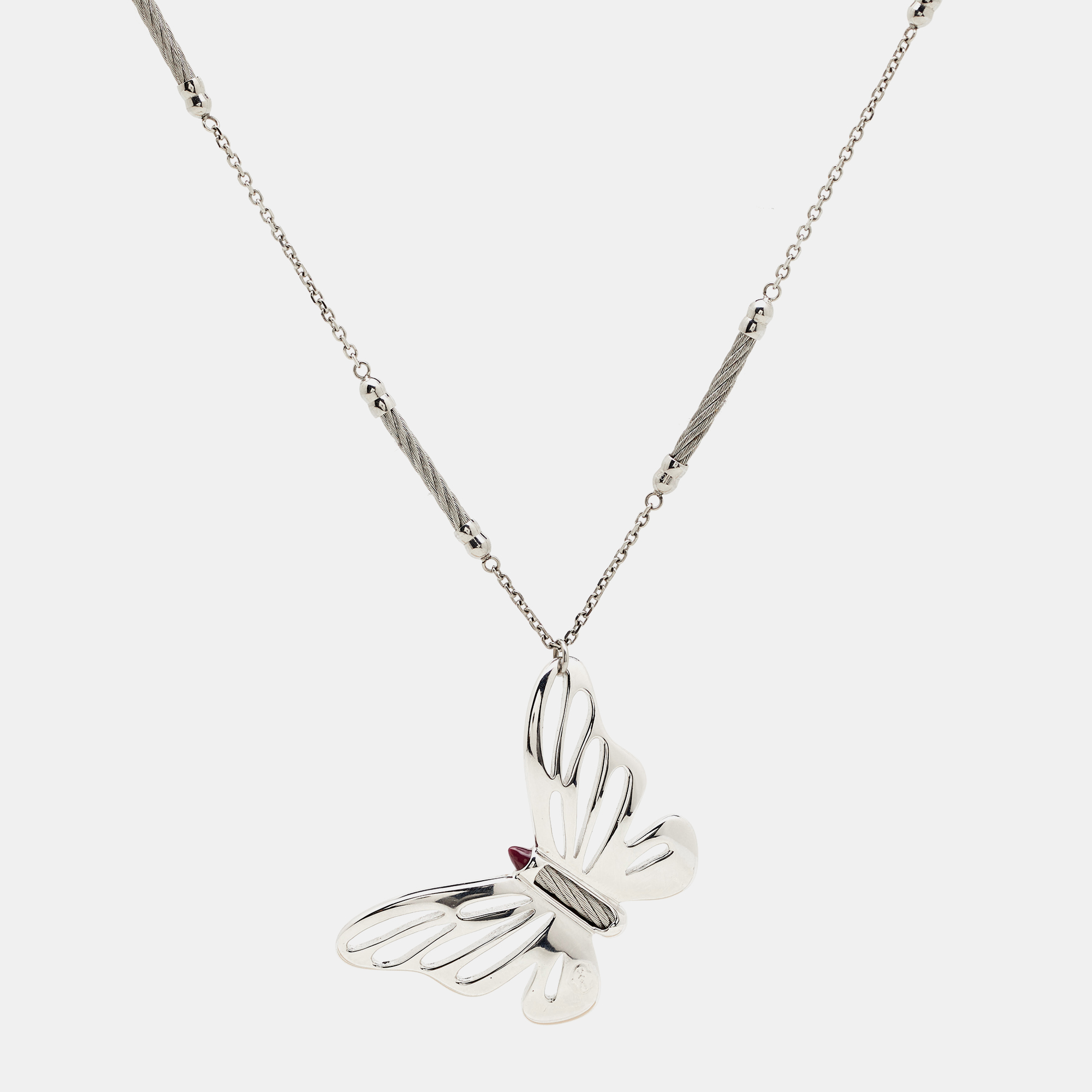 

Charriol Butterfly Enamel Silver Tone Necklace