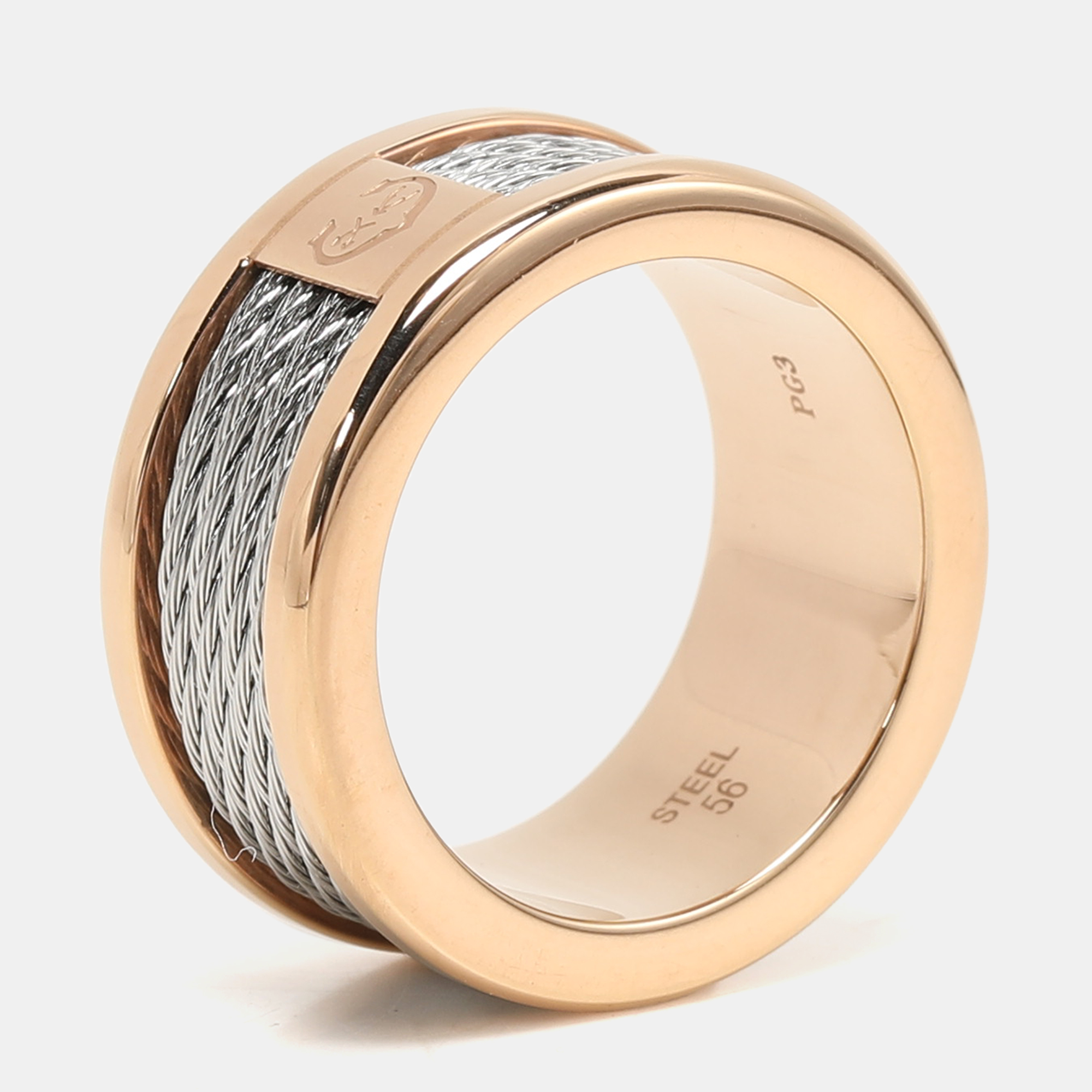 

Charriol Rose/Silver Tone Steel Forever Band Ring 56, Pink