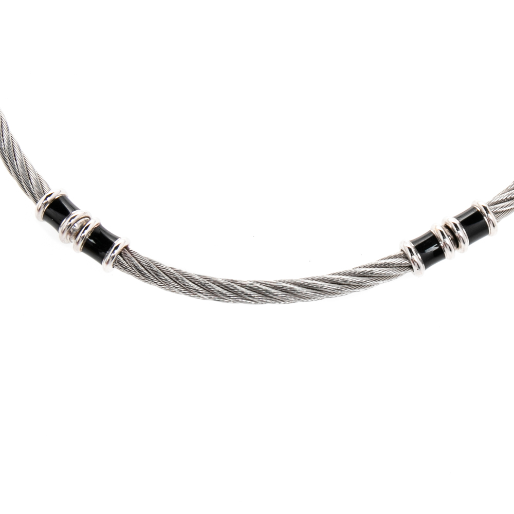 

Charriol Silver Tone Cable Wire Enamel Choker Necklace