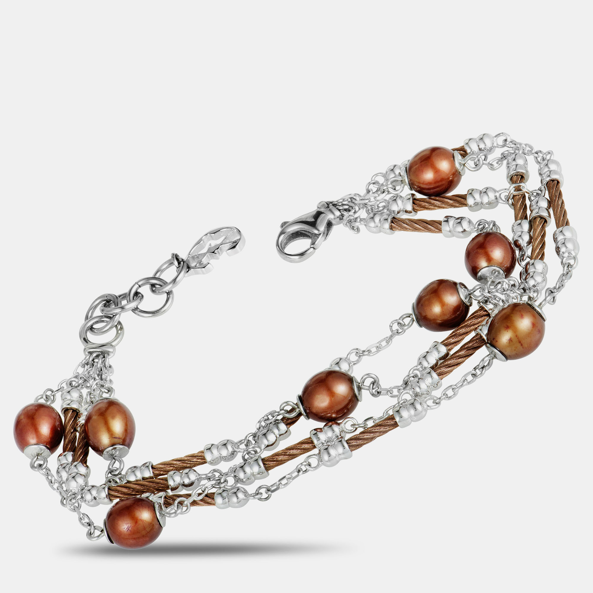 

Charriol Pearl Stainless Steel and Bronze PVD Brown Pearls Bracelet