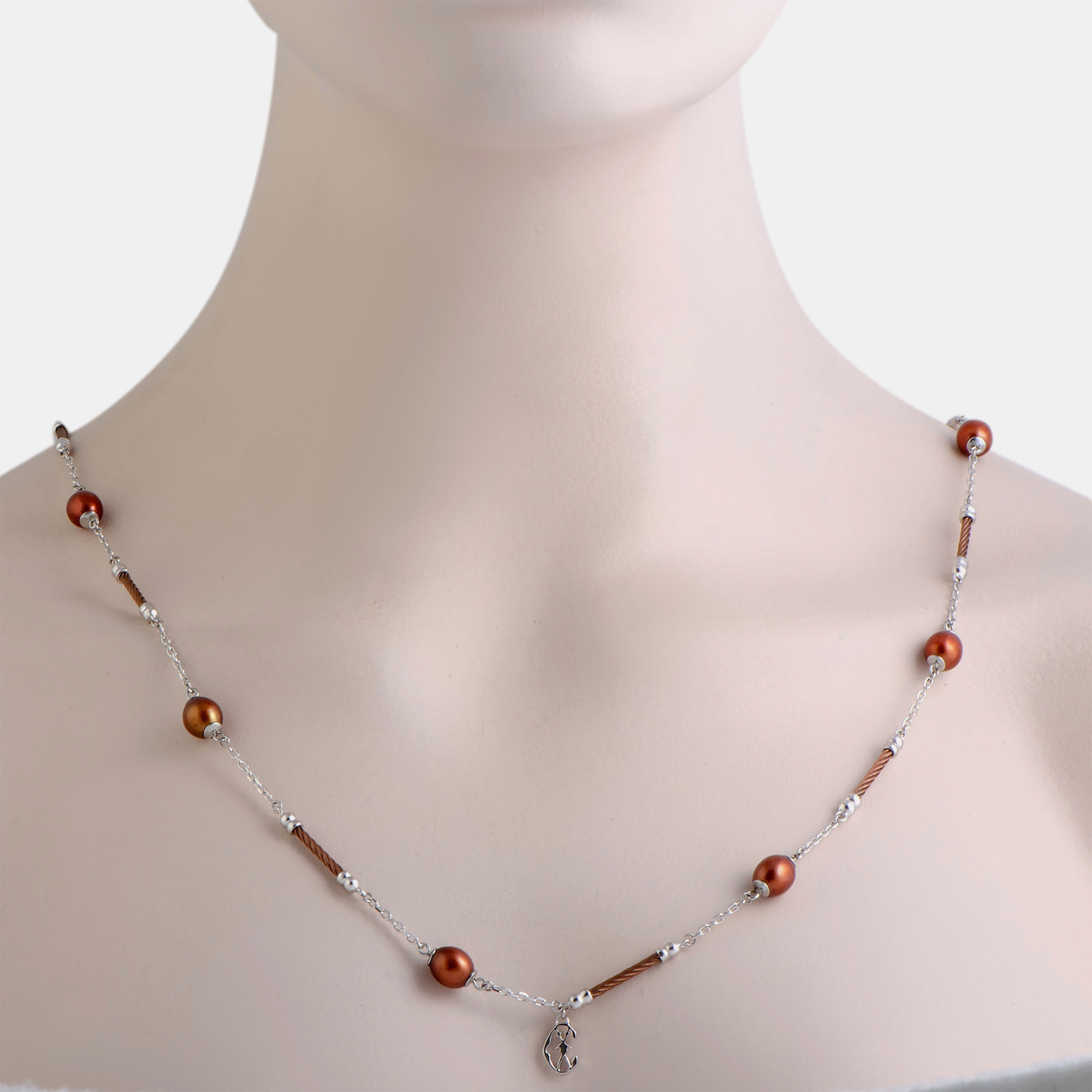 

Charriol Pearl Stainless Steel Bronze PVD Brown Pearls Long Necklace