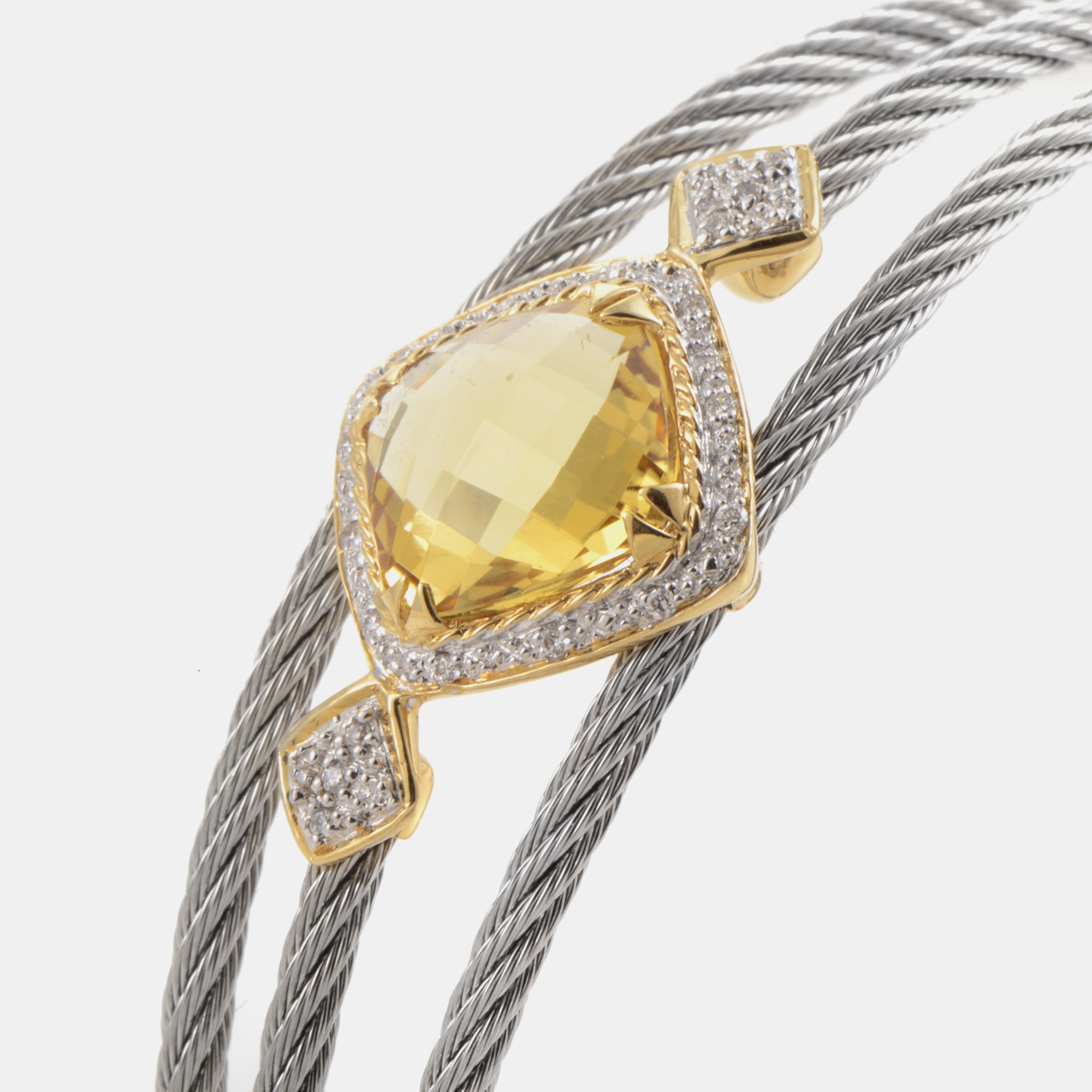 

Charriol Celtic Classique Stainless Steel and 18K Yellow Gold Diamond and Yellow Citrine Bangle Bracelet