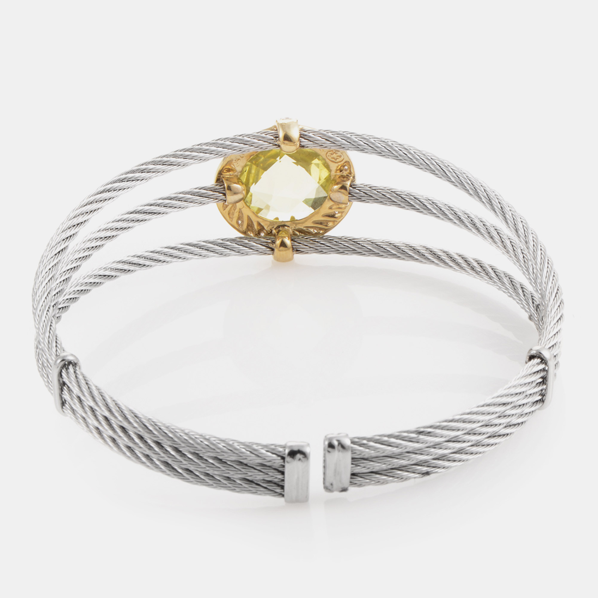 

Charriol Celtic Classique Stainless Steel Yellow Gold Plated Diamonds and Lemon Citrine Cable Bangle Bracelet