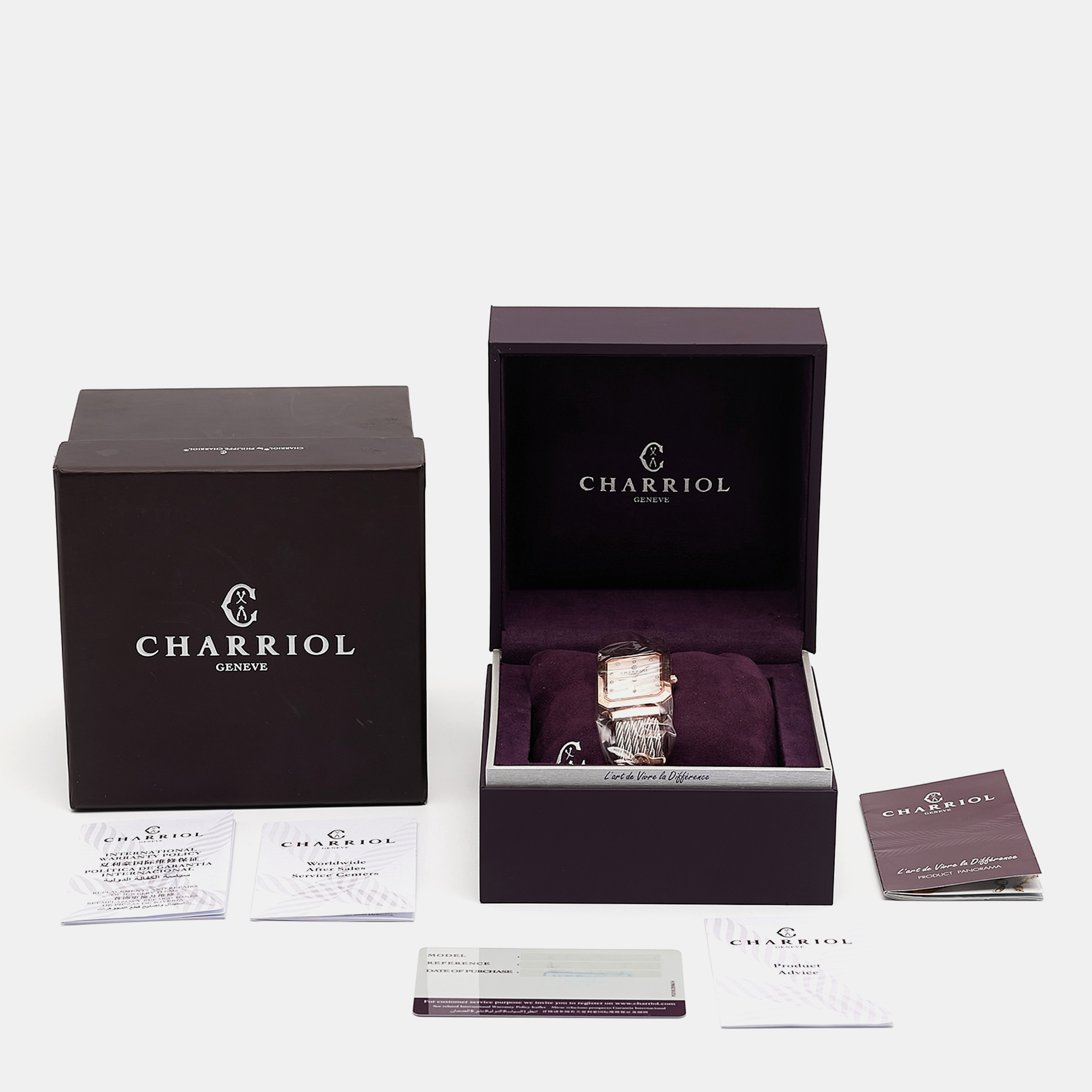 Charriol Mother Of Pearl Diamond Two-Tone Stainless Steel St-Tropez STREP-560-001 Women`s Wristwatch 30 mm 