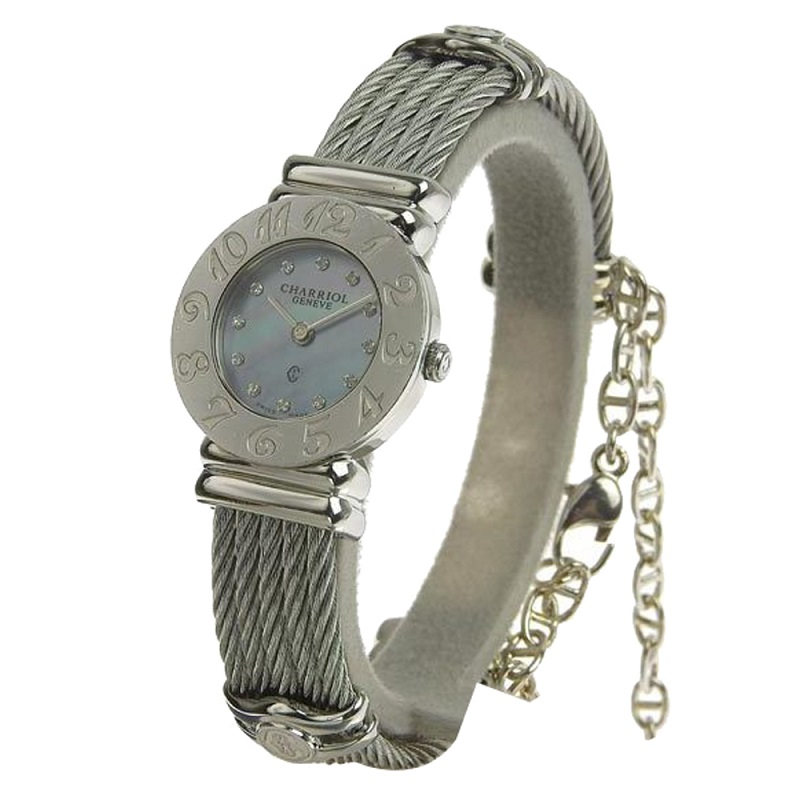 

Charriol Blue MOP Stainless Steel and Diamond Saint-Tropez Quartz Women's Wristwatch