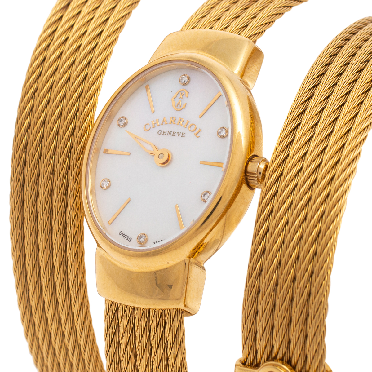 

Charriol Mother of Pearl Diamond Gold Plated Stainless Steel Twist Women's Wristwatch