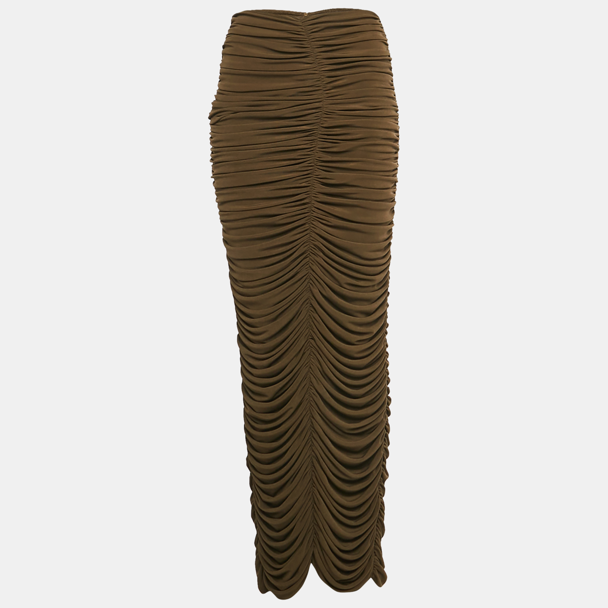 Click to view more detailed imagery on our partner's website Pre-owned Chats By C.dam Chat's By C.dam Brown Jersey Ruche Maxi Skirt S