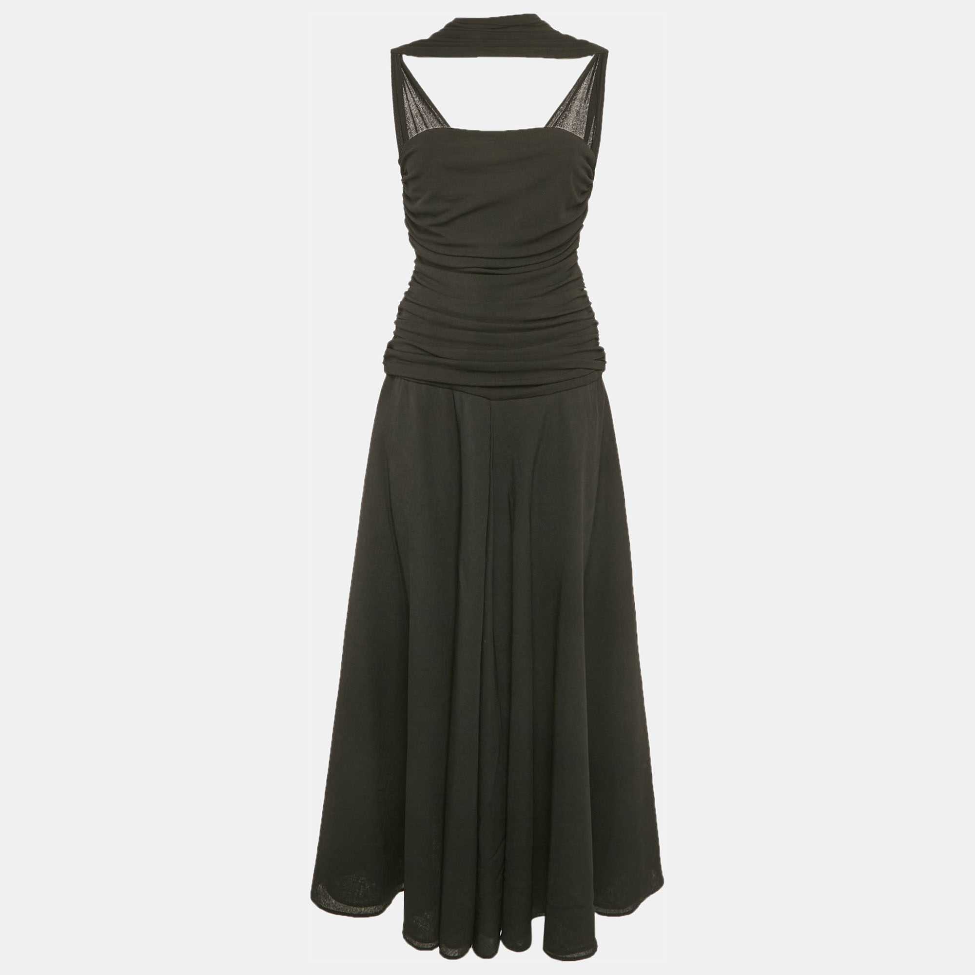 

Chats By C.Dam Black Jersey Knit Deema Al Asadi Midi Dress S