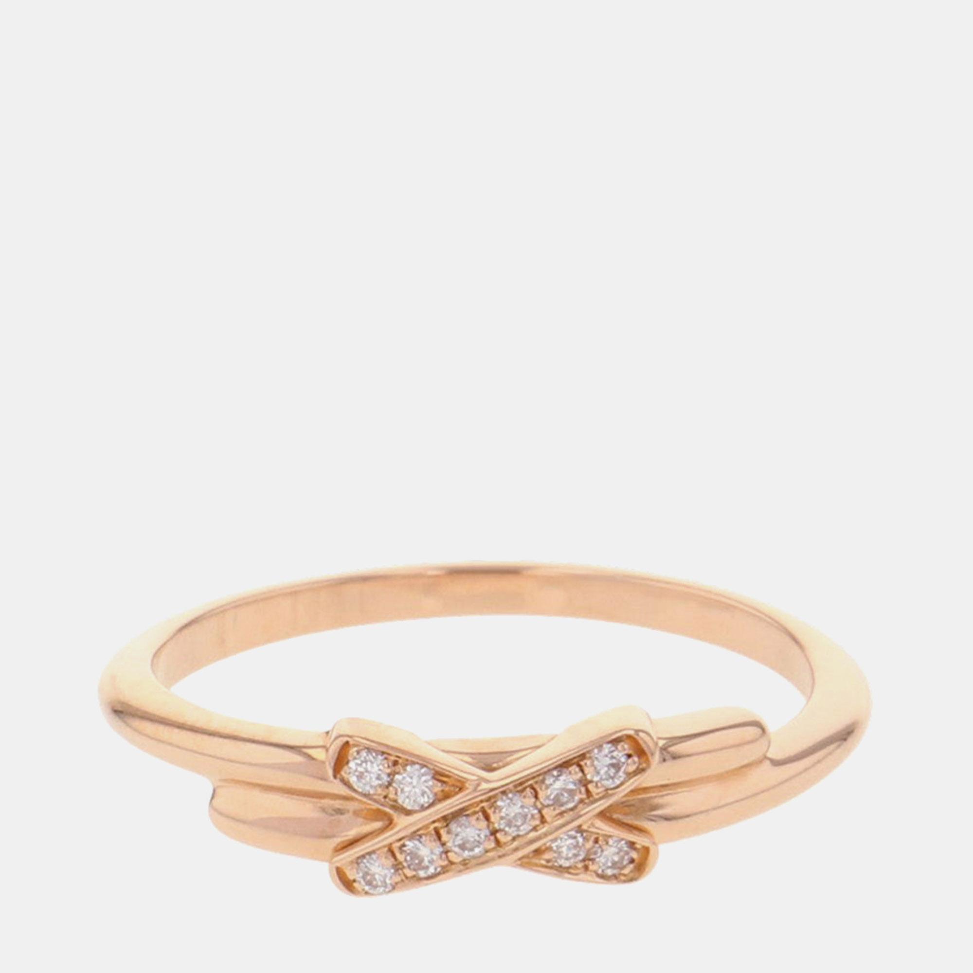 Pre-owned Chaumet Jeux De Liens 18k Rose Gold Diamonds Ring Eu 48