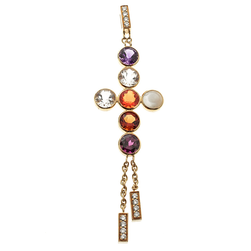 Chaumet ABC Collection Amour Multicolor Gemstone Diamond Cross Pendant
