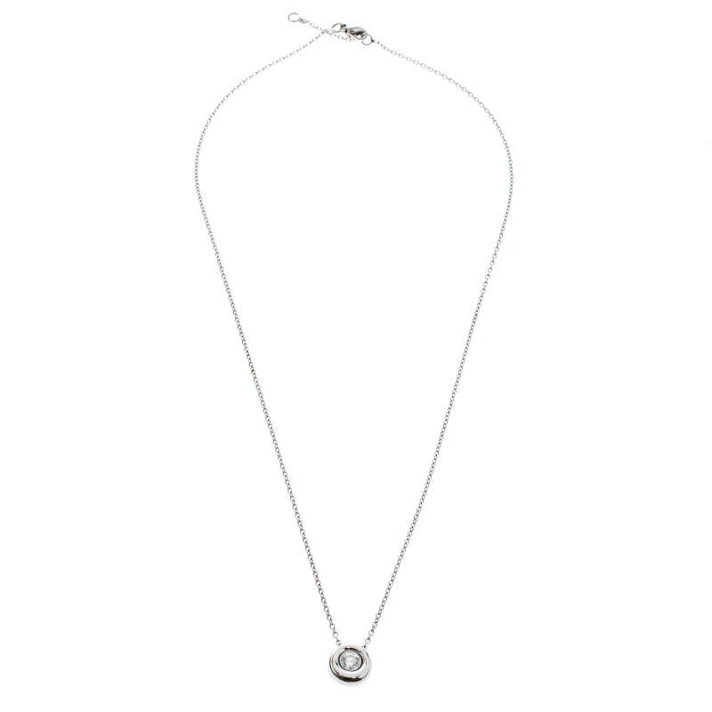

Chaumet Diamond Solitaire 18k White Gold Round Pendant Necklace