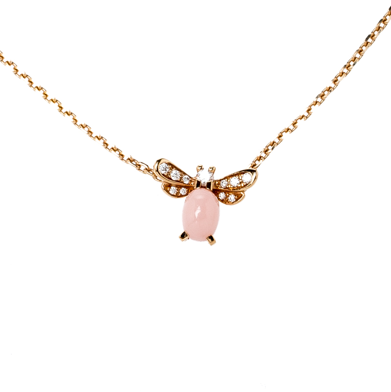 Chaumet Attrape-Moi...si tu M'aimes Diamond Pink Opal 18k Rose Gold Pendant Necklace