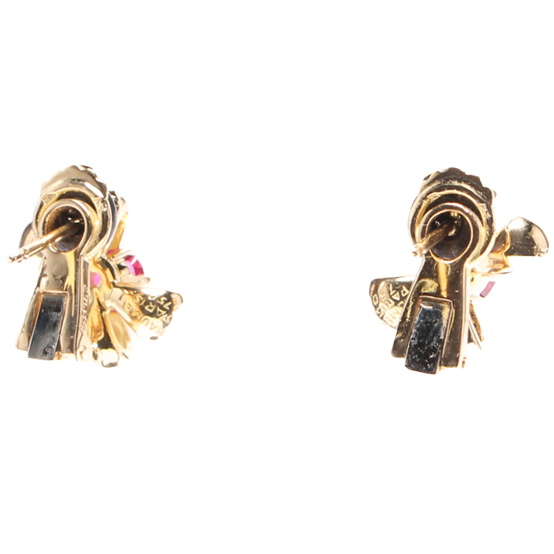 

Chaumet 18K Yellow Gold Ruby Ribbon Motif Earrings