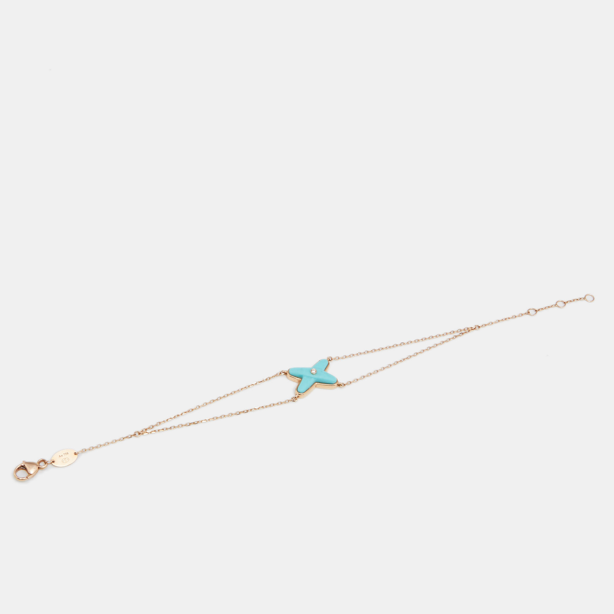 

Chaumet Jeux de Liens Diamond Turquoise 18K Rose Gold Chain Link Bracelet