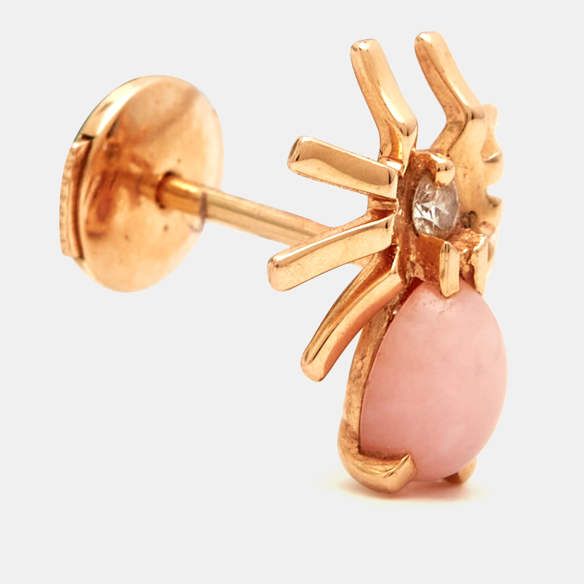 

Chaumet Attrape-Moi Spider Diamond Pink Opal 18k Rose Gold Single Earrings