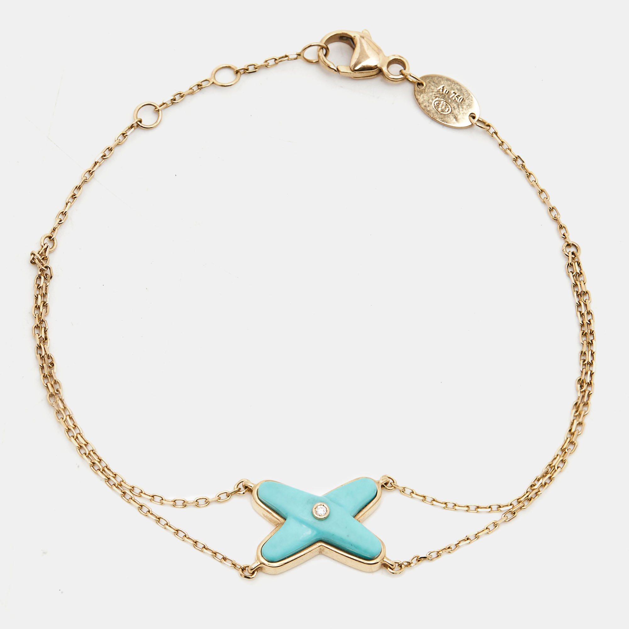 

Chaumet Jeux de Liens Diamond Turquoise 18K Rose Gold Chain Link Bracelet