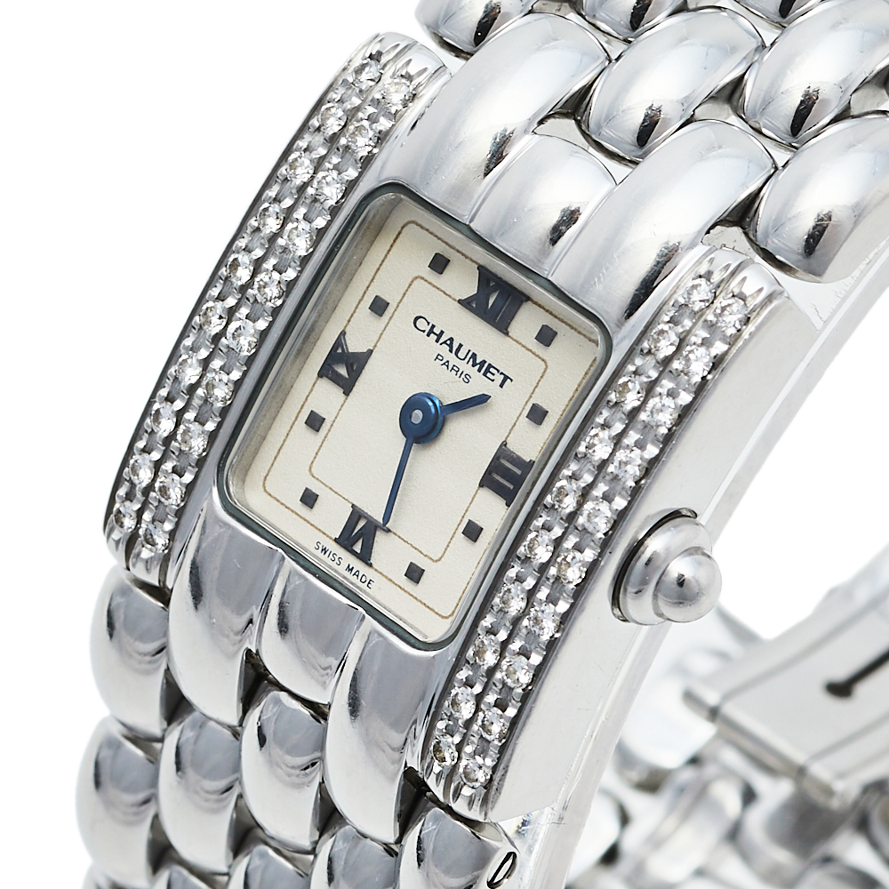 

Chaumet Cream Stainless Steel Diamonds Khesis Quartz Women's Wristwatch