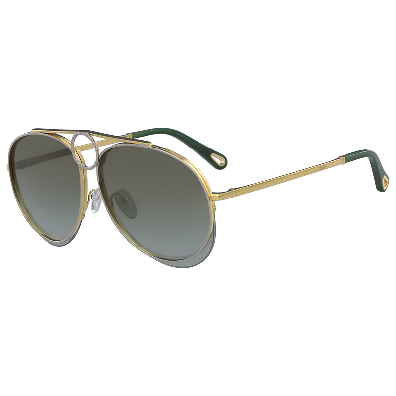 

Chloe Gold/Silver/Green CE144S Aviator Sunglasses, Multicolor