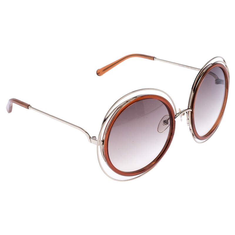 Chloe Brown Gradient CE120S Carlina Oversized Round Sunglasses