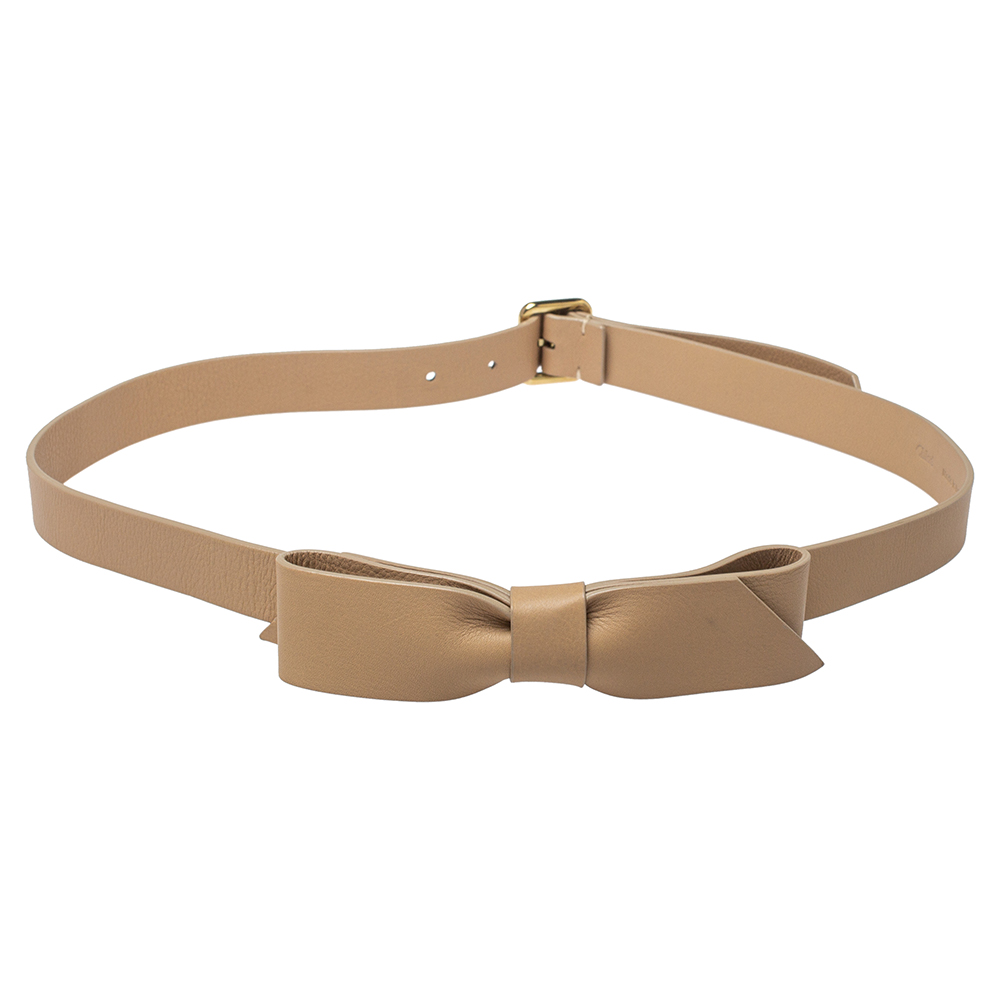 

Chloe Beige Leather Bow Belt