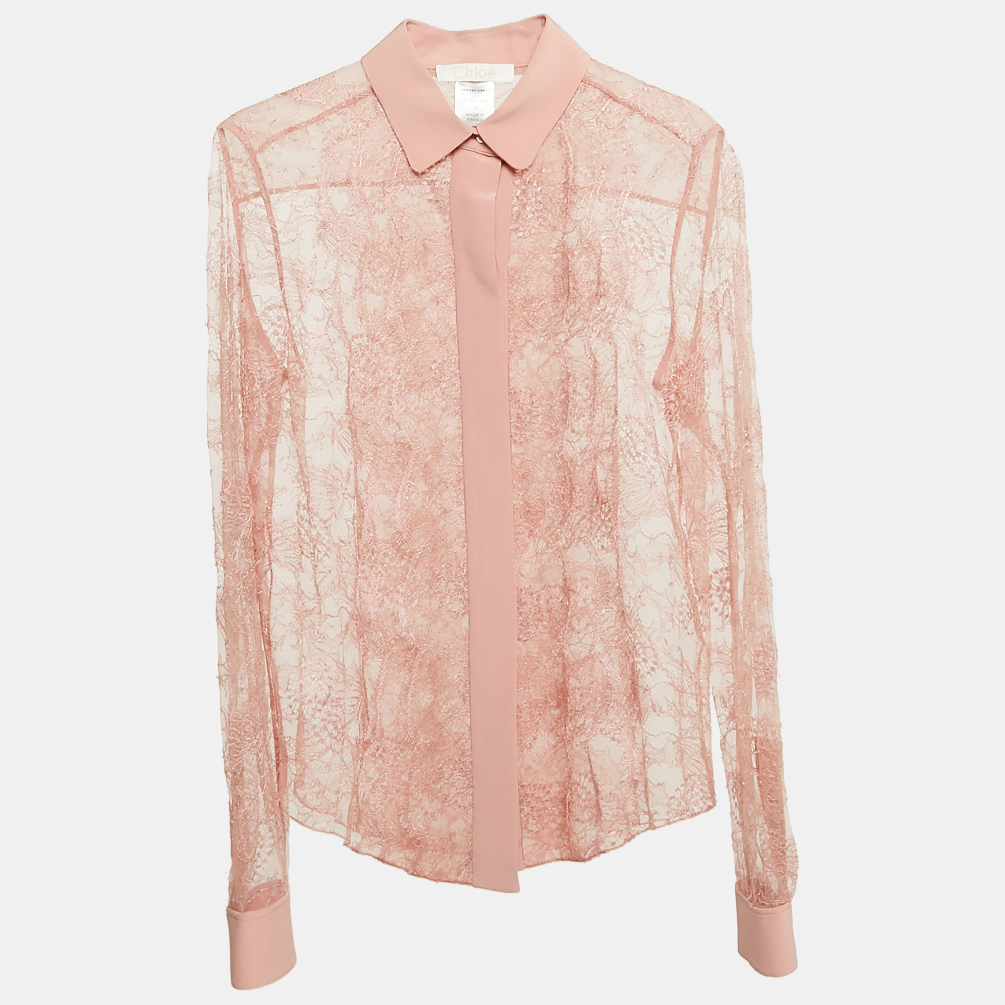 

Chloe Powder Pink Lace Full Sleeve Shirt S