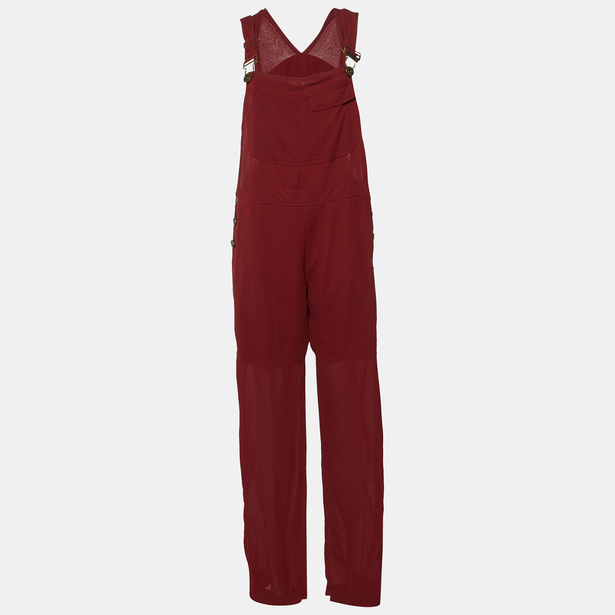 

Chloe Burgundy Crepe Buckled Jumpsuit L