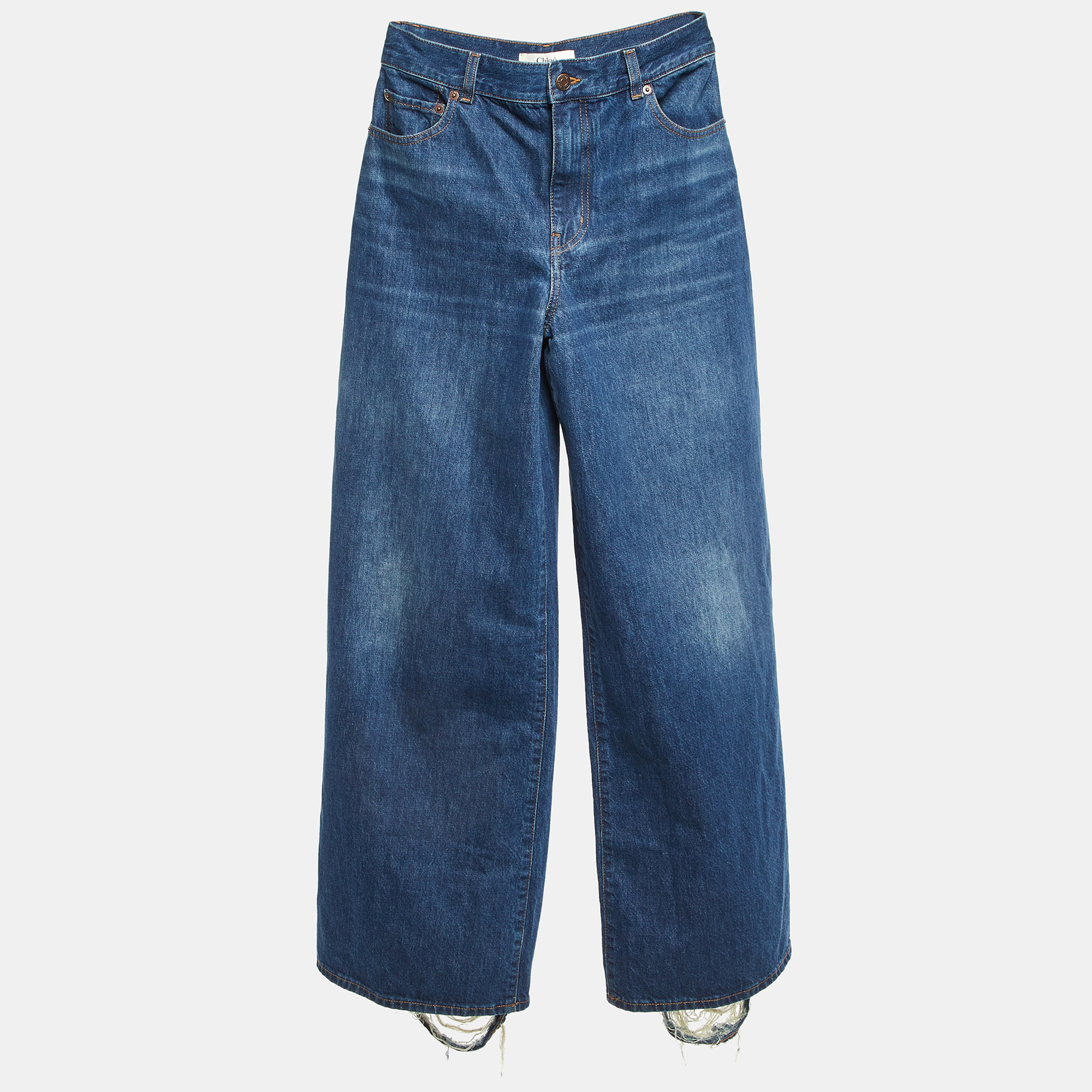 Pre-owned Chloé Blue Distressed Denim Flared Jeans S/waist 29"