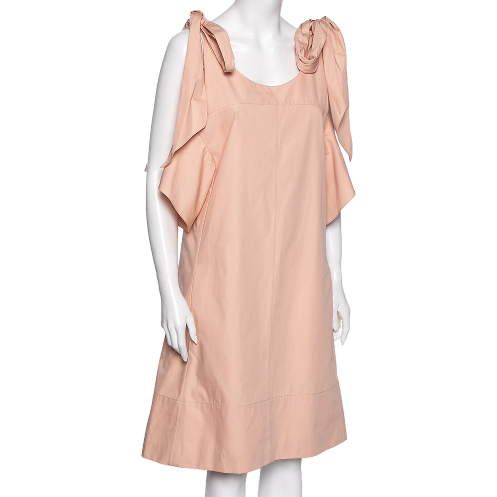 

Chloe Pansy Pink Cotton Bow Detail Cold Shoulder Dress