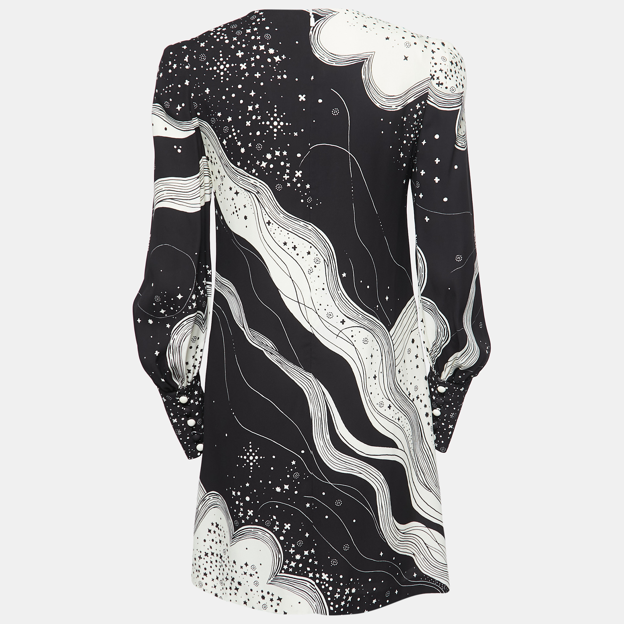 

Chloe Black/White Abstract Face Print Silk Dress