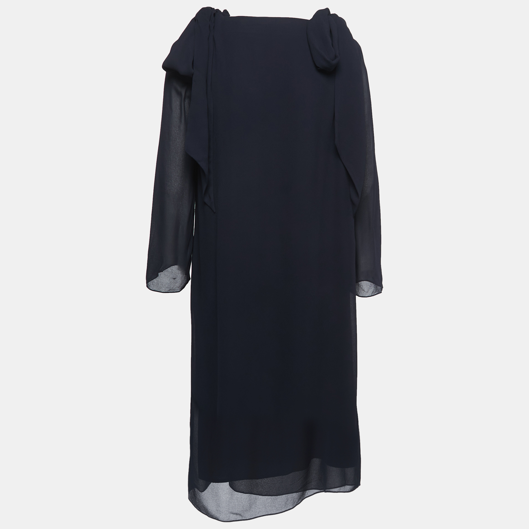 

Chloe Navy Blue Crepe Tie Detail Midi Dress