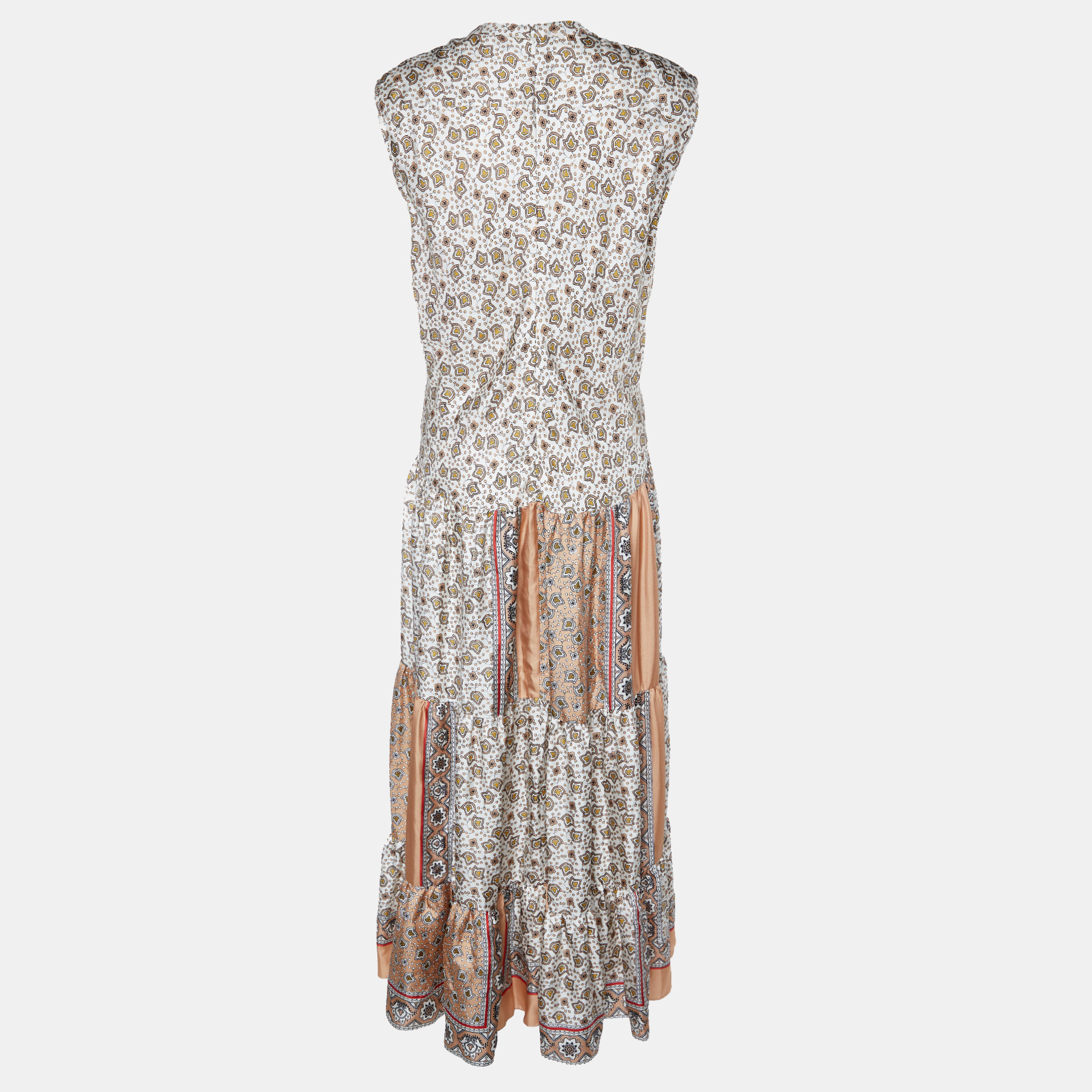 

Chloe Beige Printed Silk Patchwork Detail Sleeveless Midi Dress