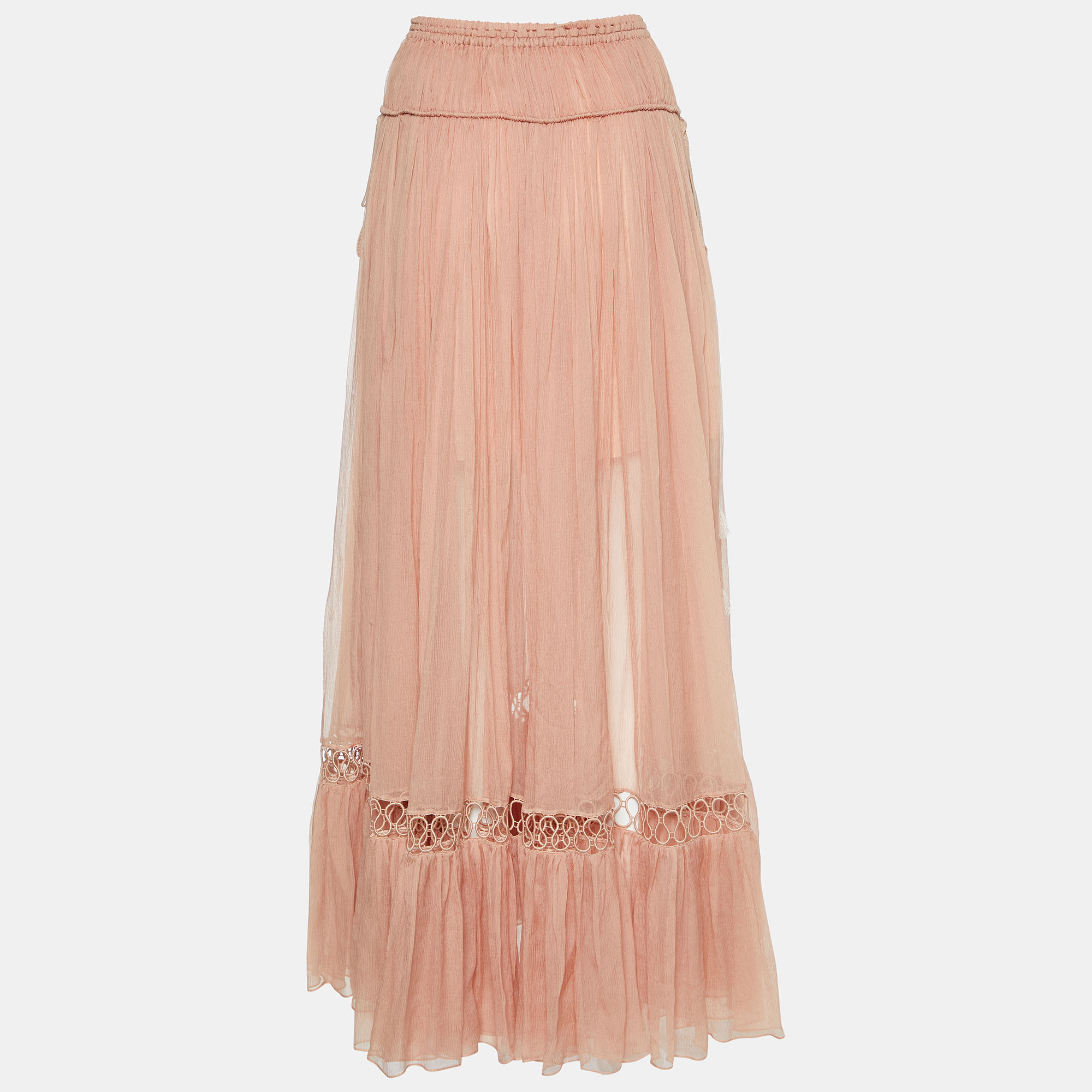 

Chloe Pink Silk Chiffon Maxi Skirt