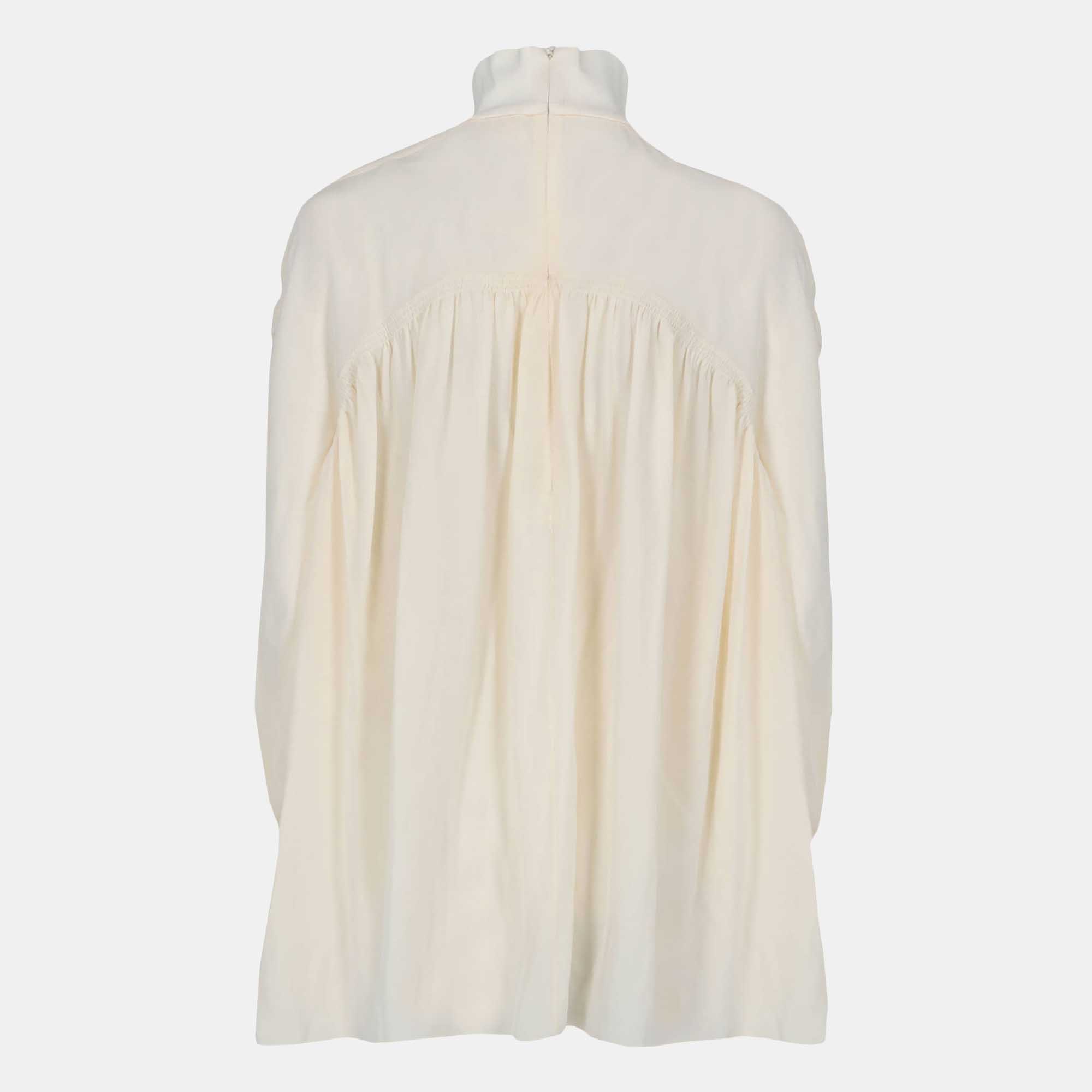 

Chloe Women's Silk Blouse - Ecru, Beige