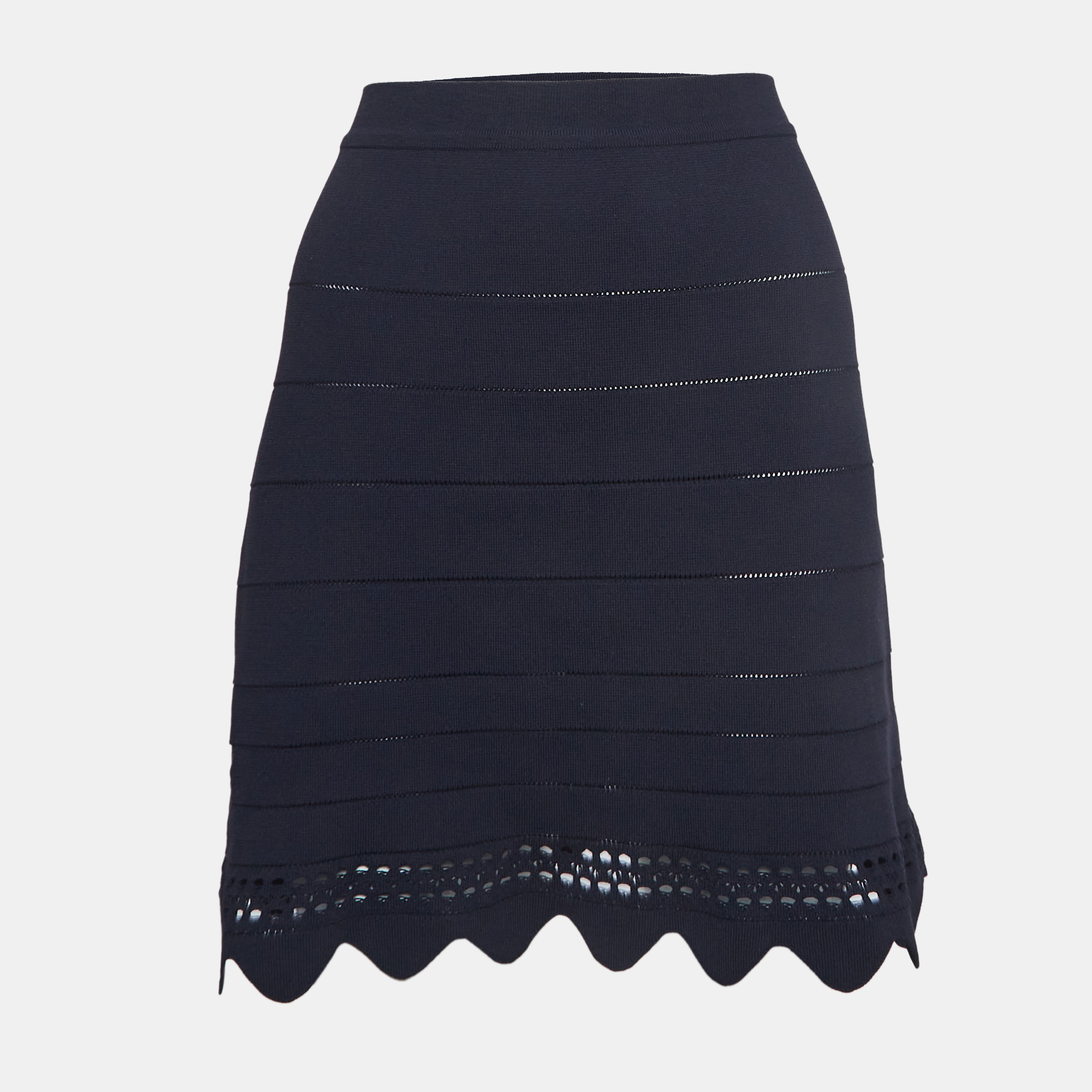 

Chloe Navy Blue Scalloped Knit Mini Skirt