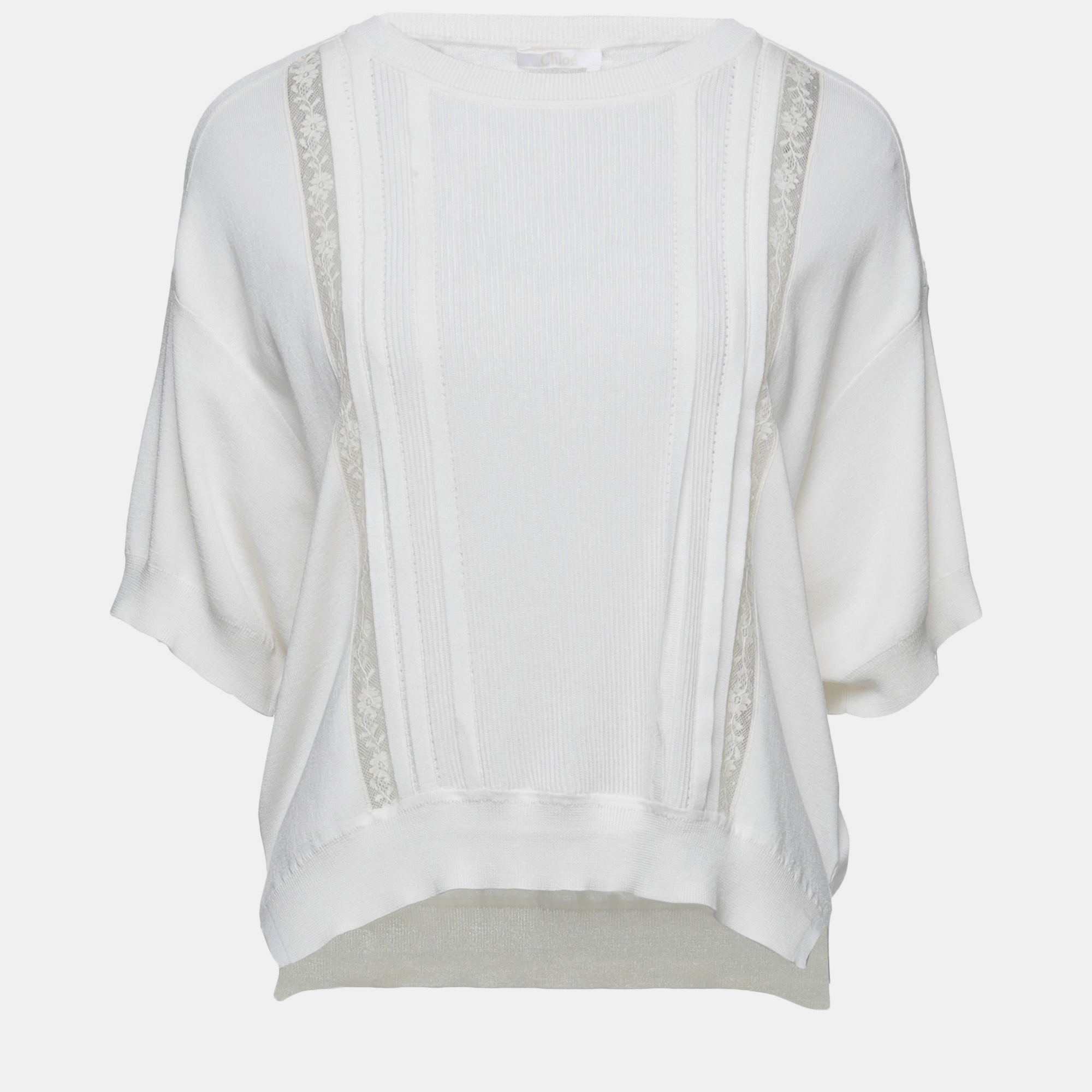 Pre-owned Chloé Silk Jumpers L In White