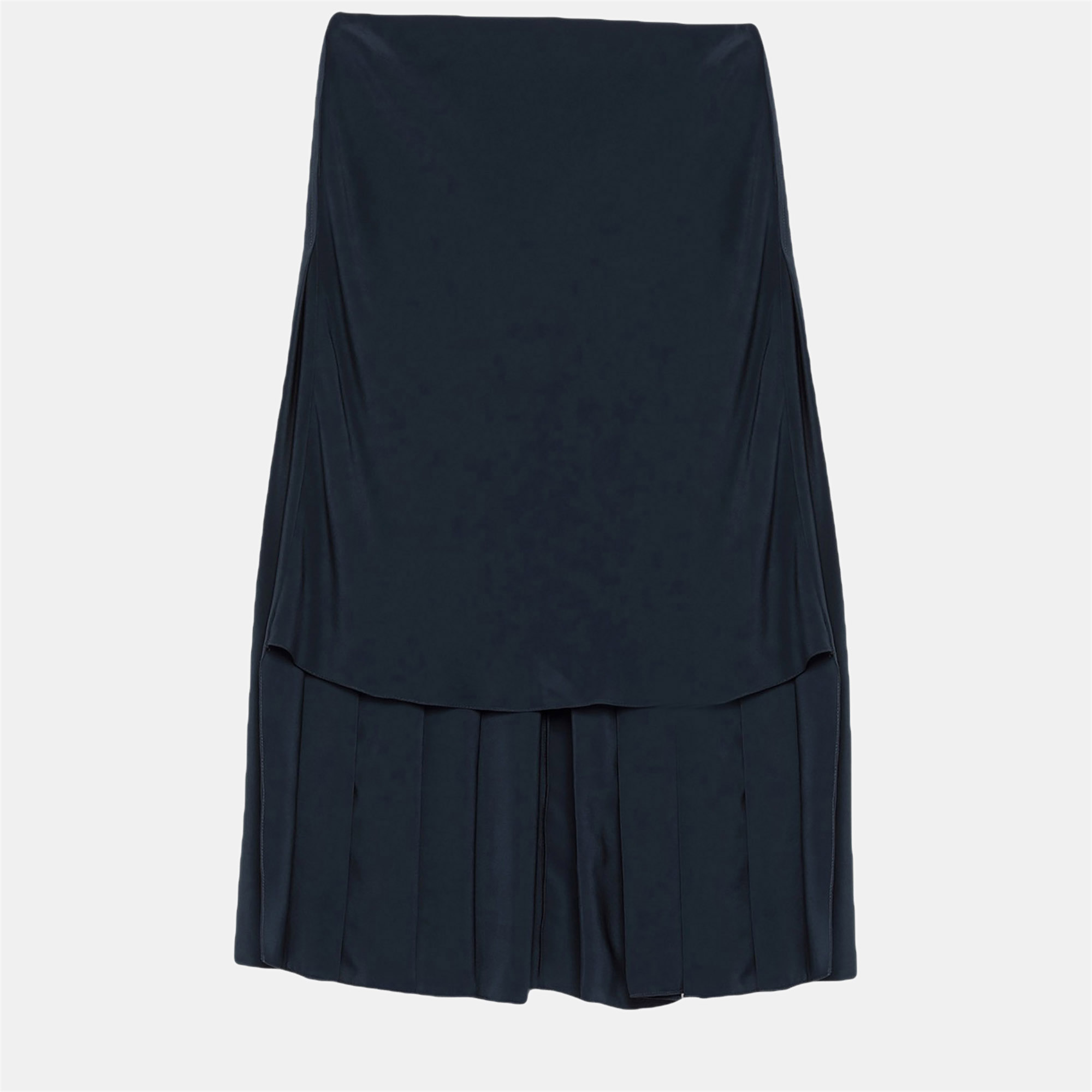 Pre-owned Chloé Navy Blue Silk Midi Skirt Size 34