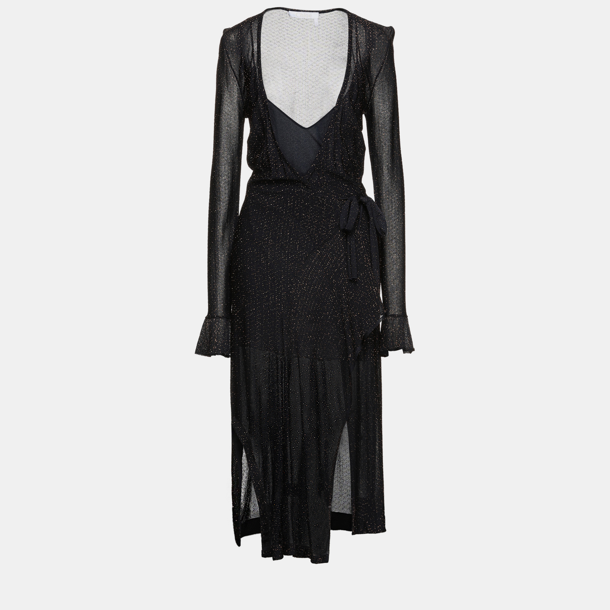 Pre-owned Chloé Viscose Midi Dress Xs In Black