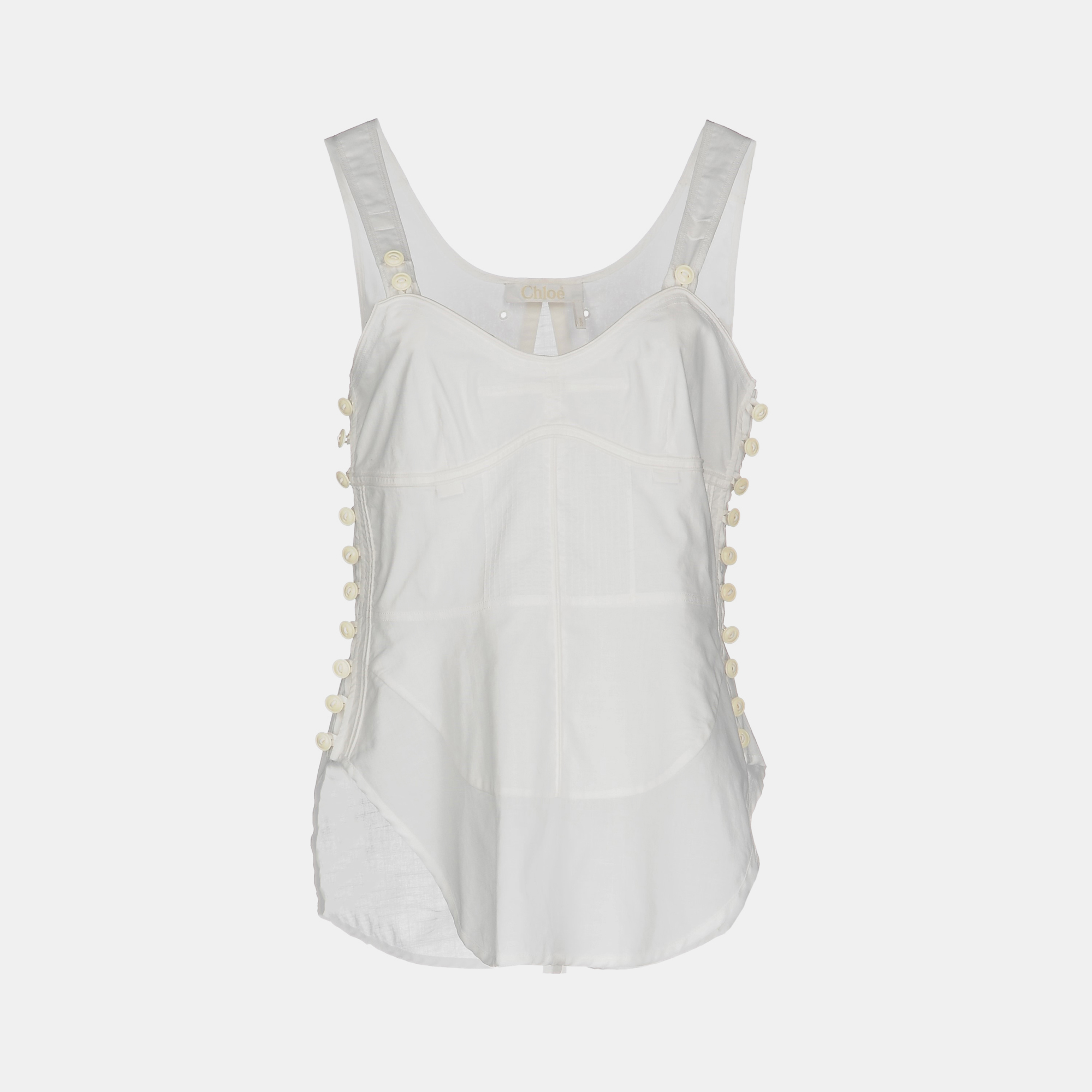Pre-owned Chloé Cotton Top 38 In White
