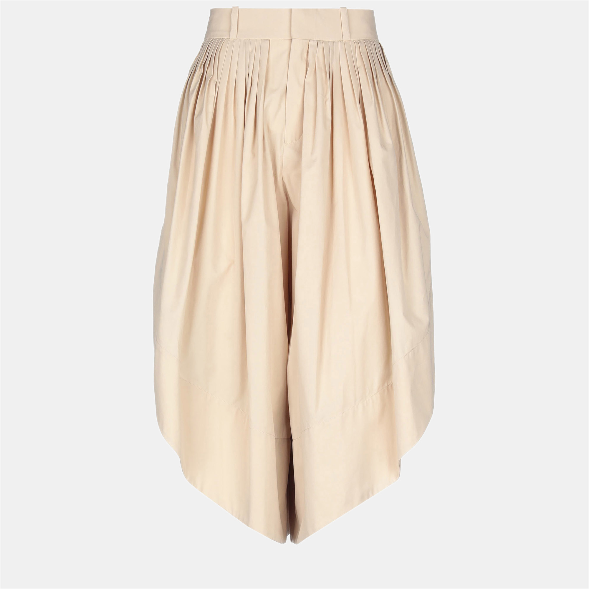 Pre-owned Chloé Cotton Cropped Pants 38 In Beige