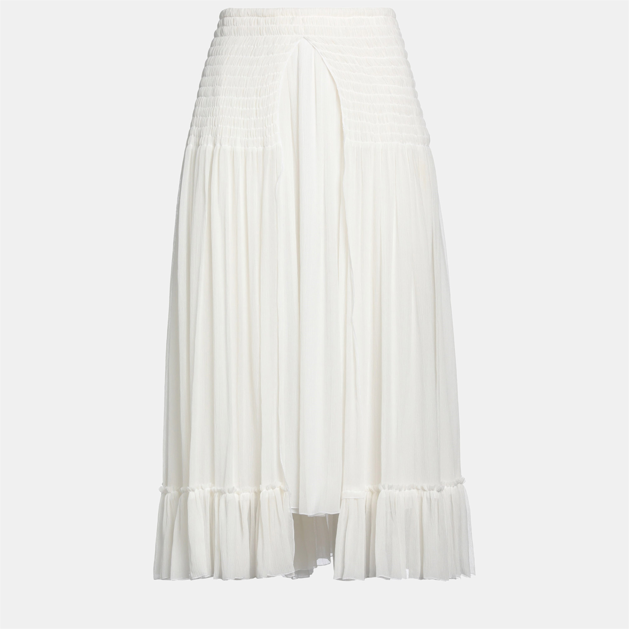 Pre-owned Chloé Silk Midi Skirt 36 In White