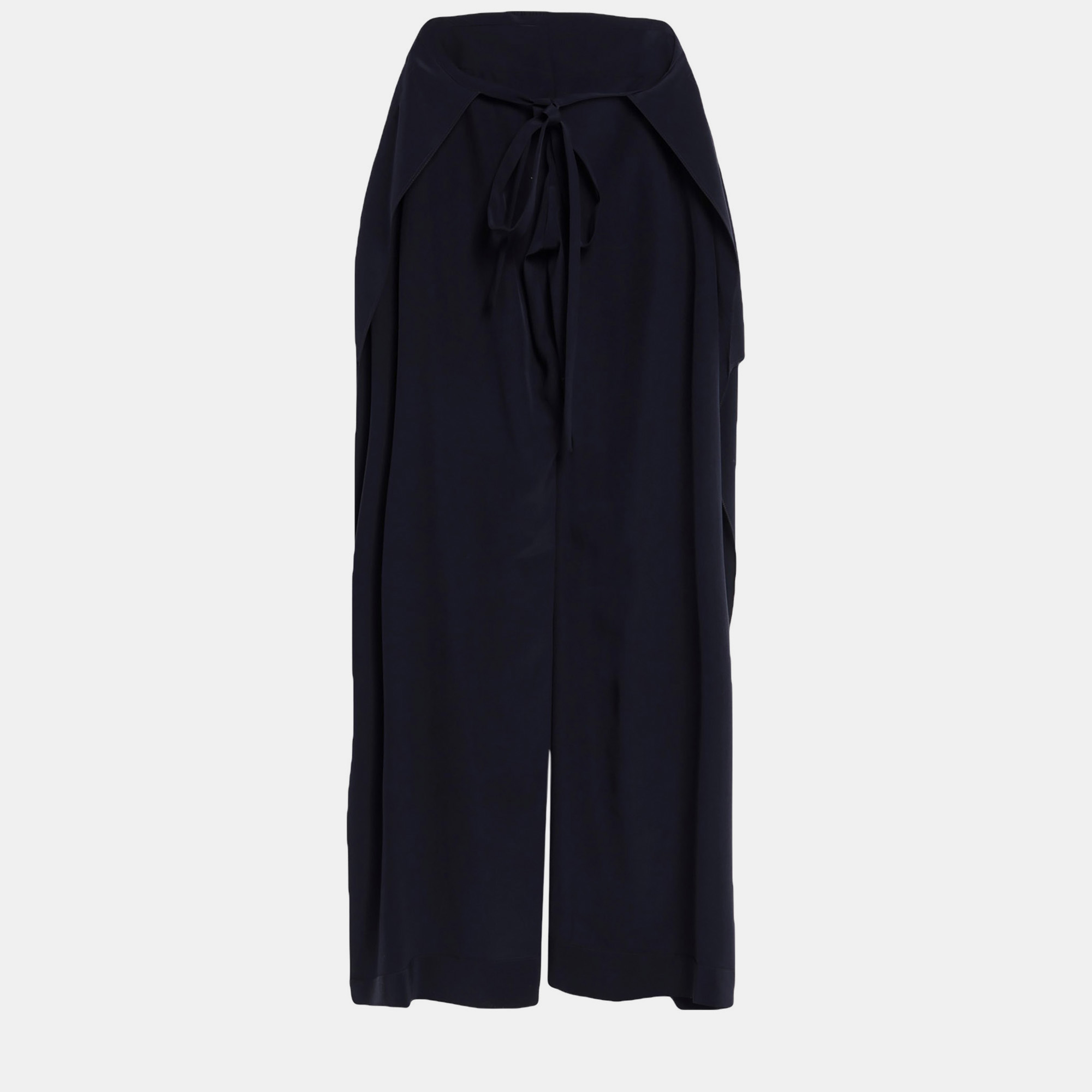 Pre-owned Chloé Silk Pants 40 In Navy Blue